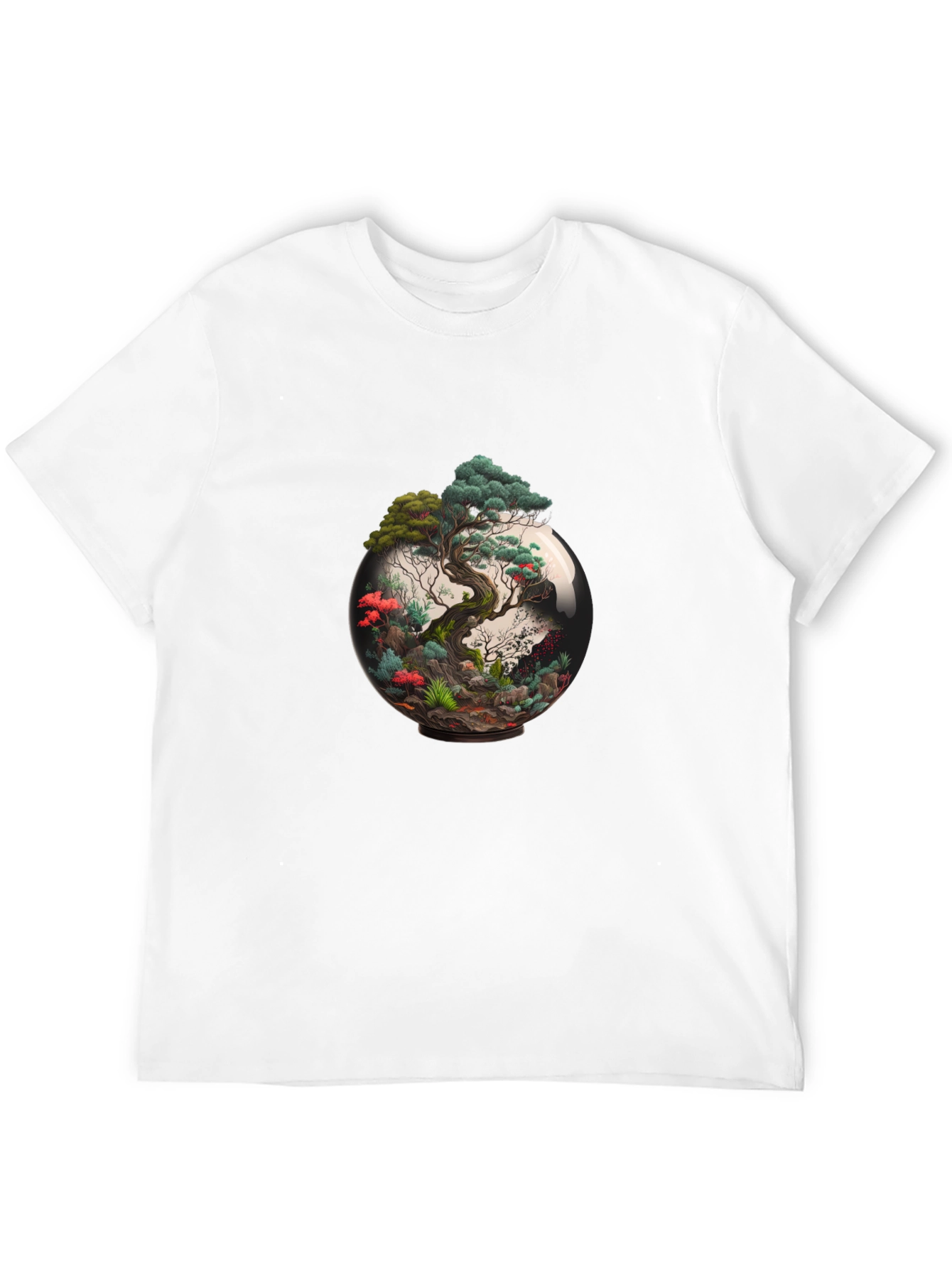 Bonsai Tree Terrarium Graphic Black T-Shirt