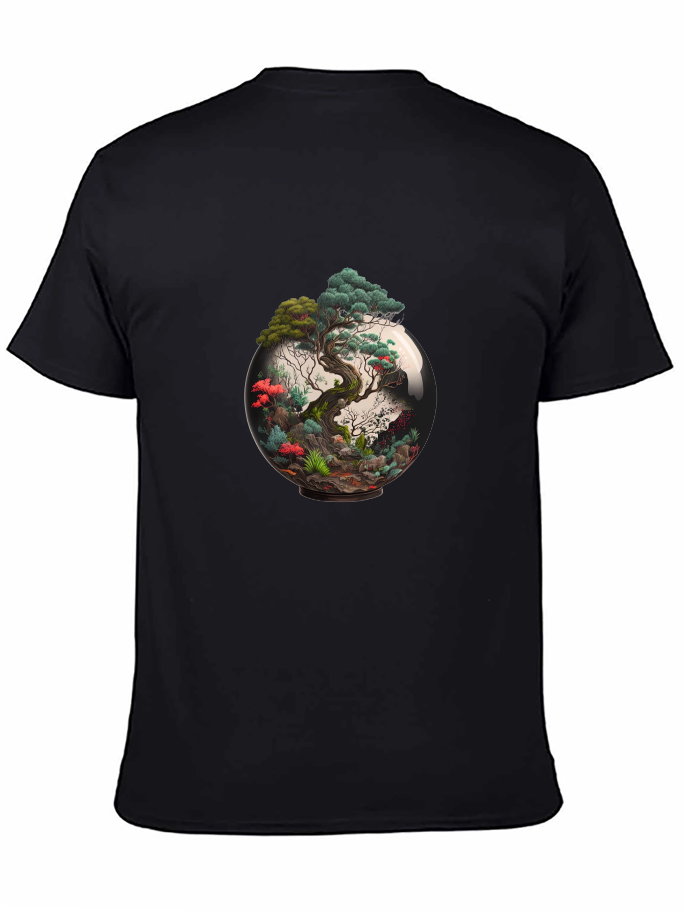 Bonsai Tree Terrarium Graphic Black T-Shirt