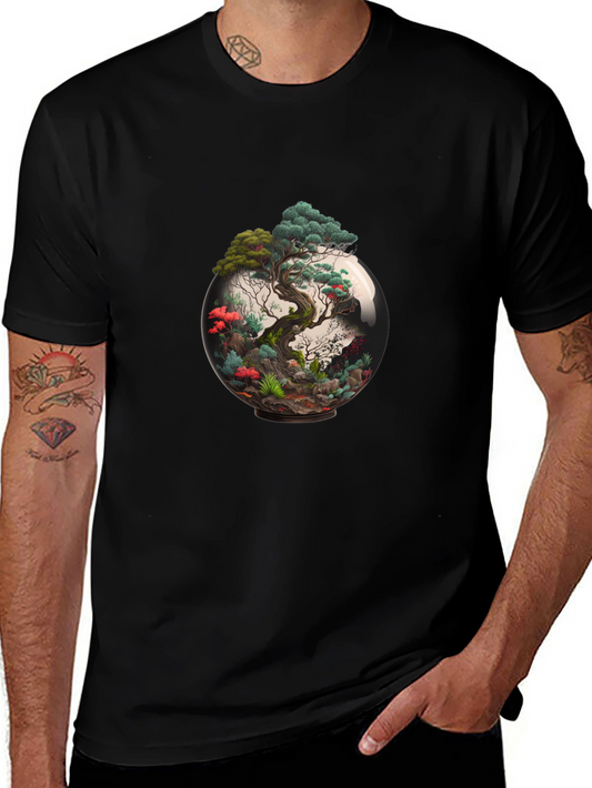 Bonsai Tree Terrarium Graphic Black T-Shirt