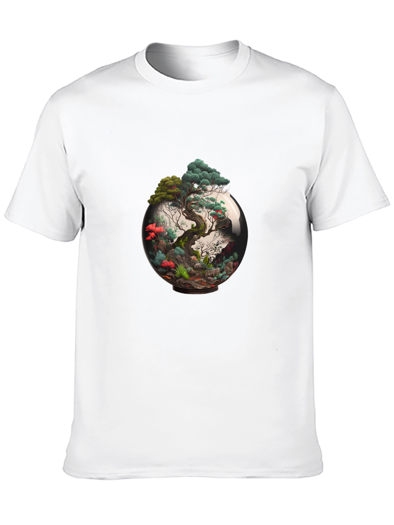 Bonsai Tree Terrarium Graphic Black T-Shirt