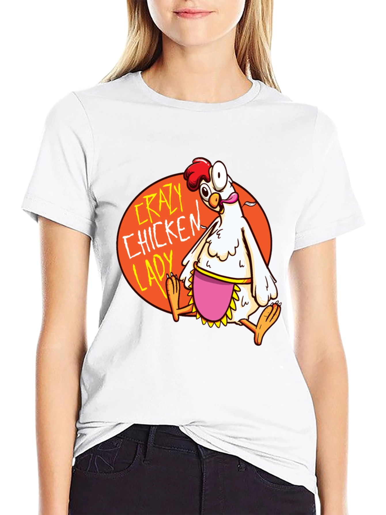 Crazy Chicken Lady Graphic T-Shirt