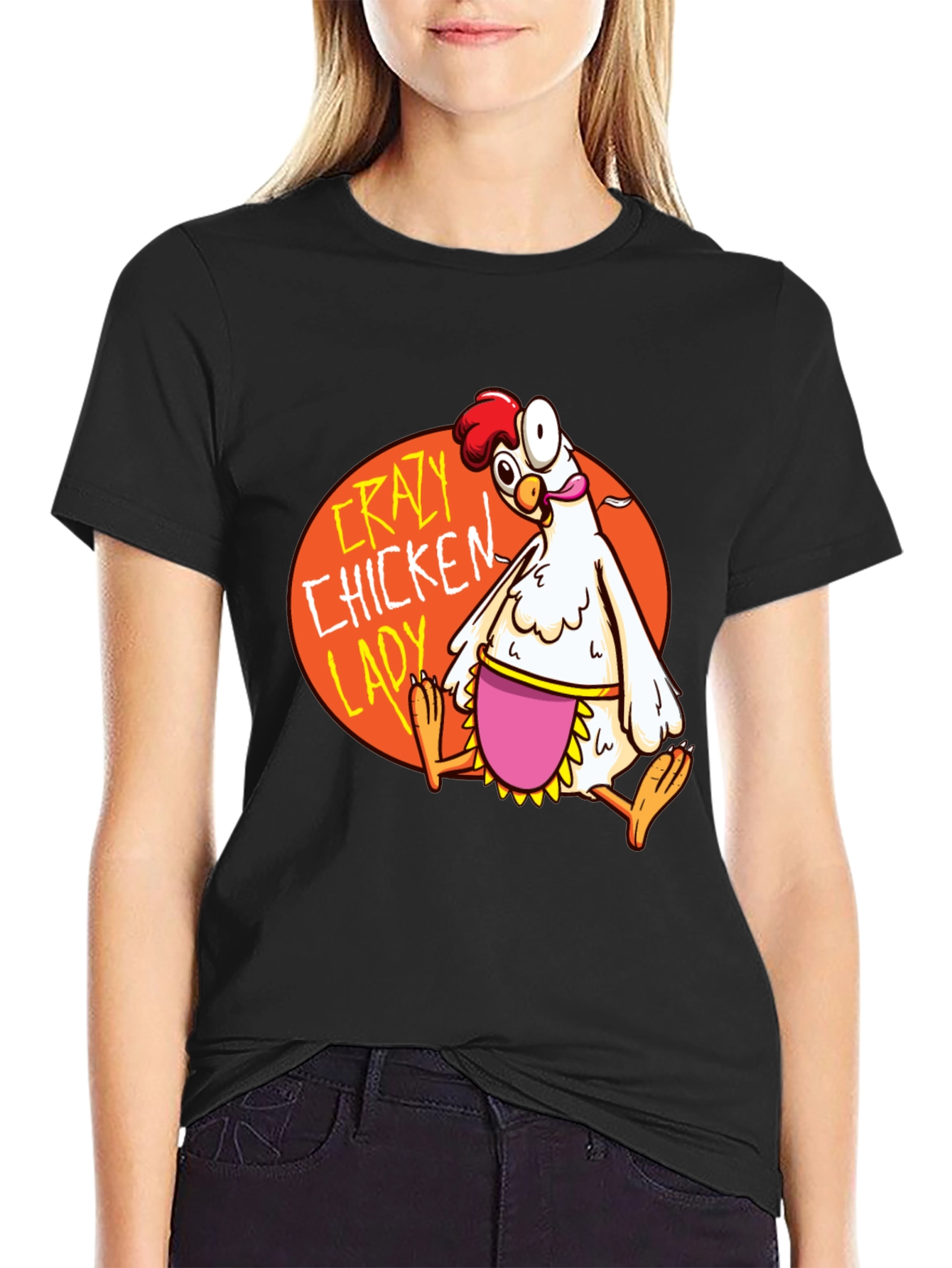 Crazy Chicken Lady Graphic T-Shirt