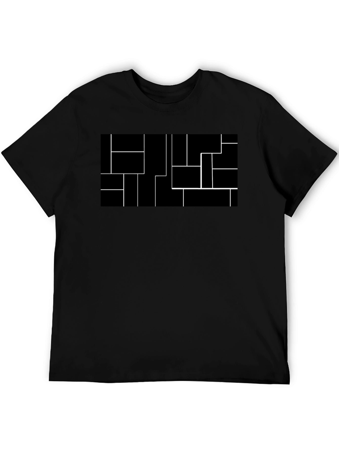 Modern Geometric Black Tee