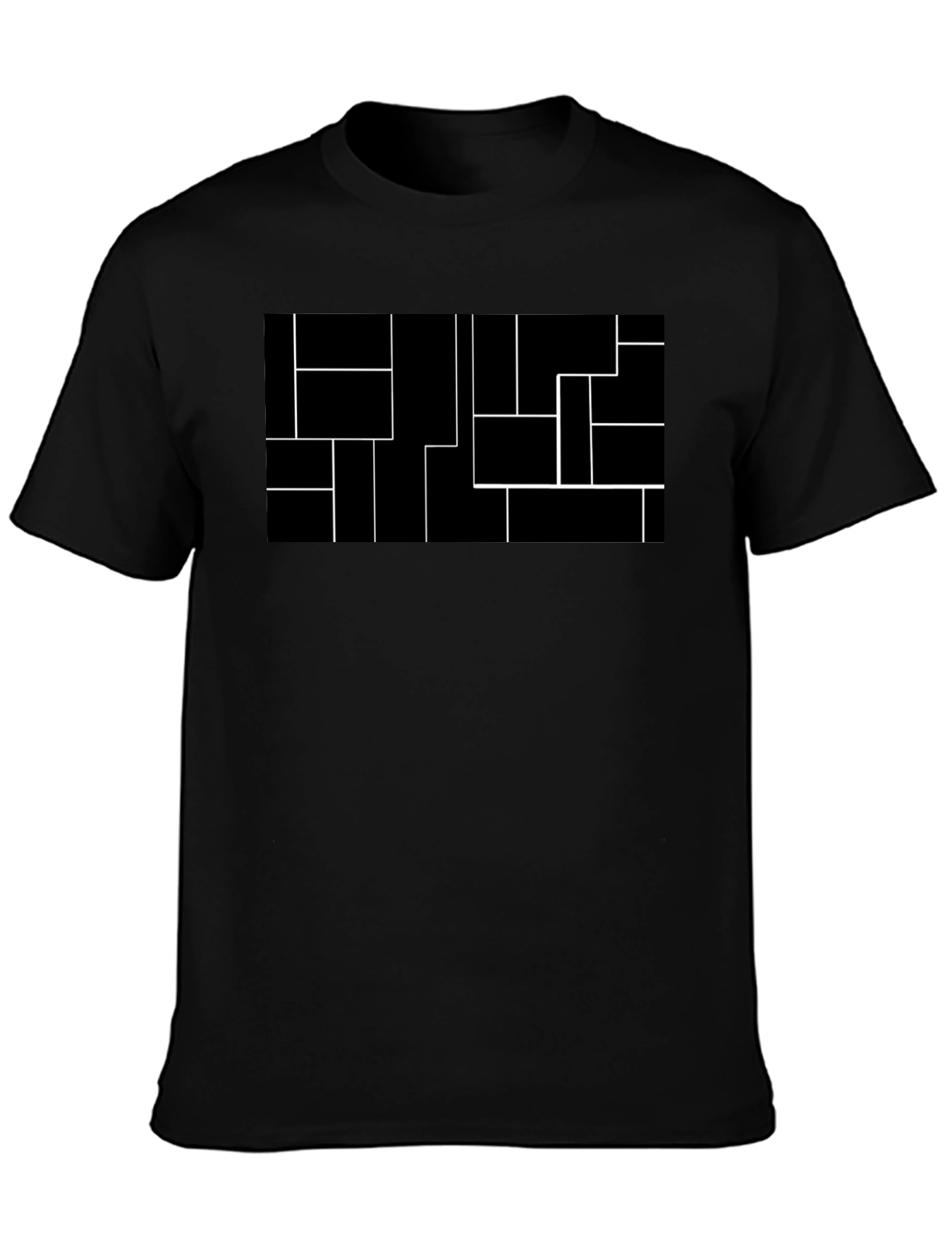 Modern Geometric Black Tee