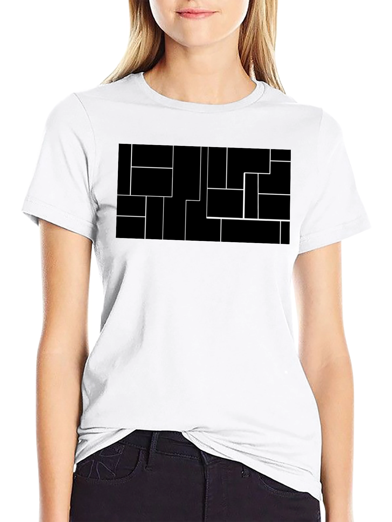 Modern Geometric Black Tee