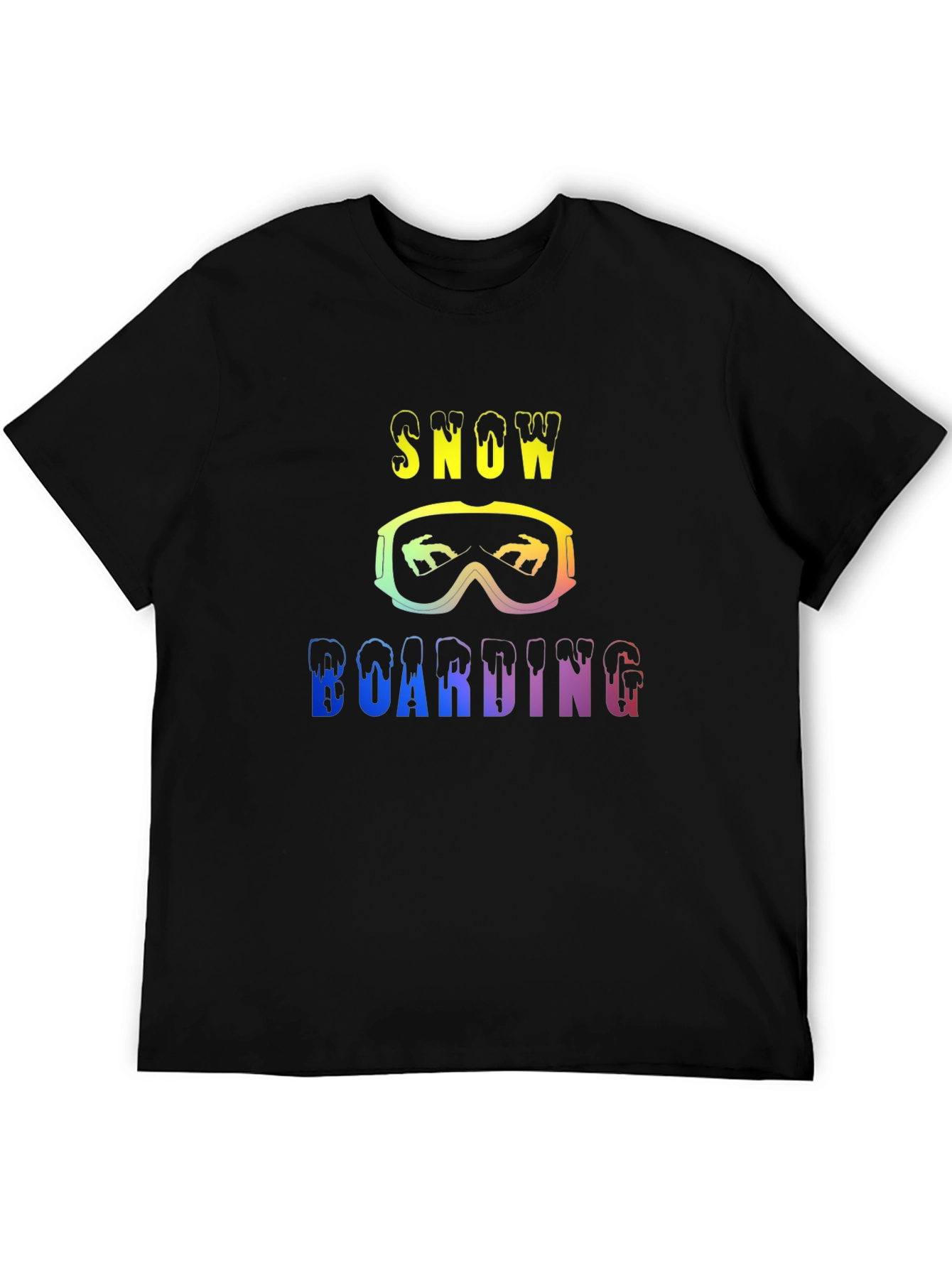 Snow Boarding Rainbow Graphic Black T-Shirt