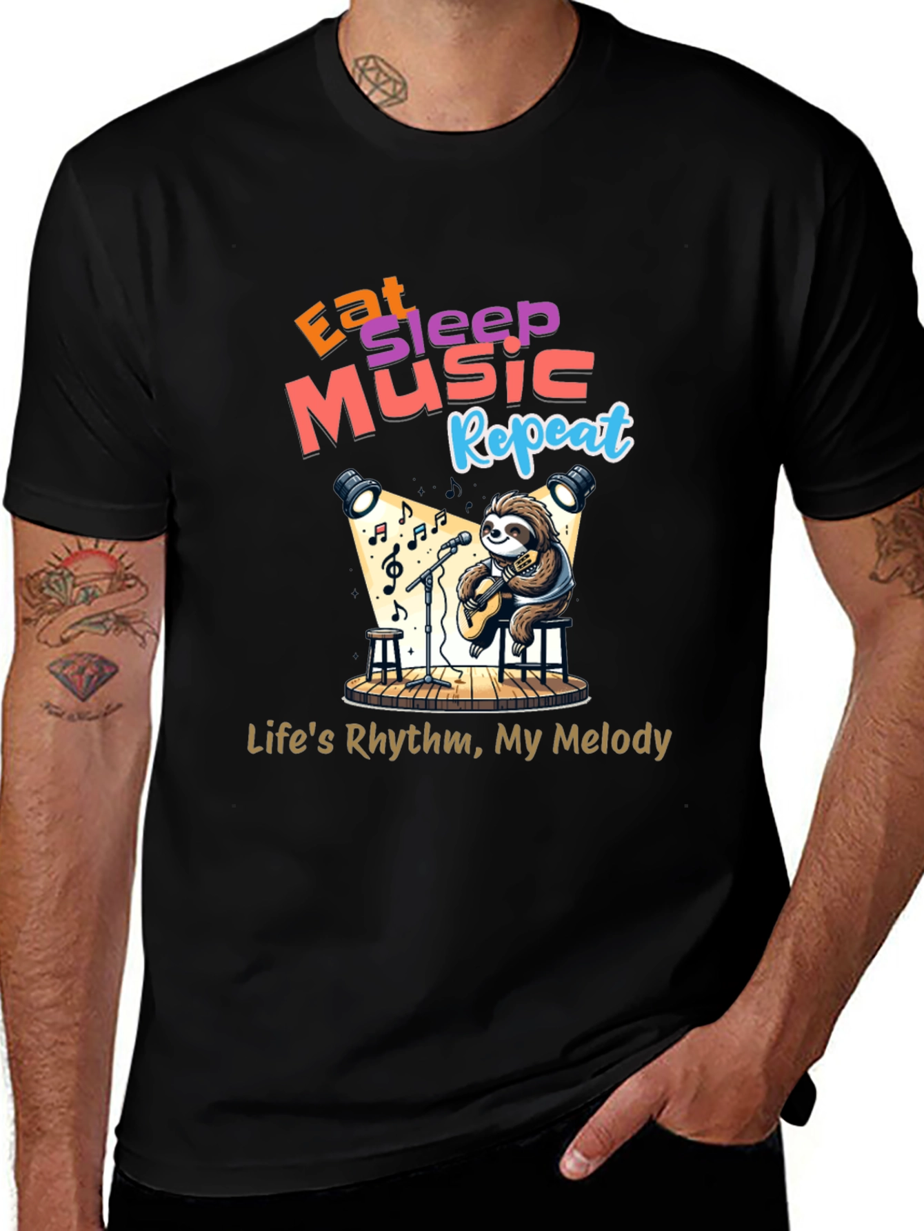 Eat Sleep Music Repeat Sloth T-Shirt