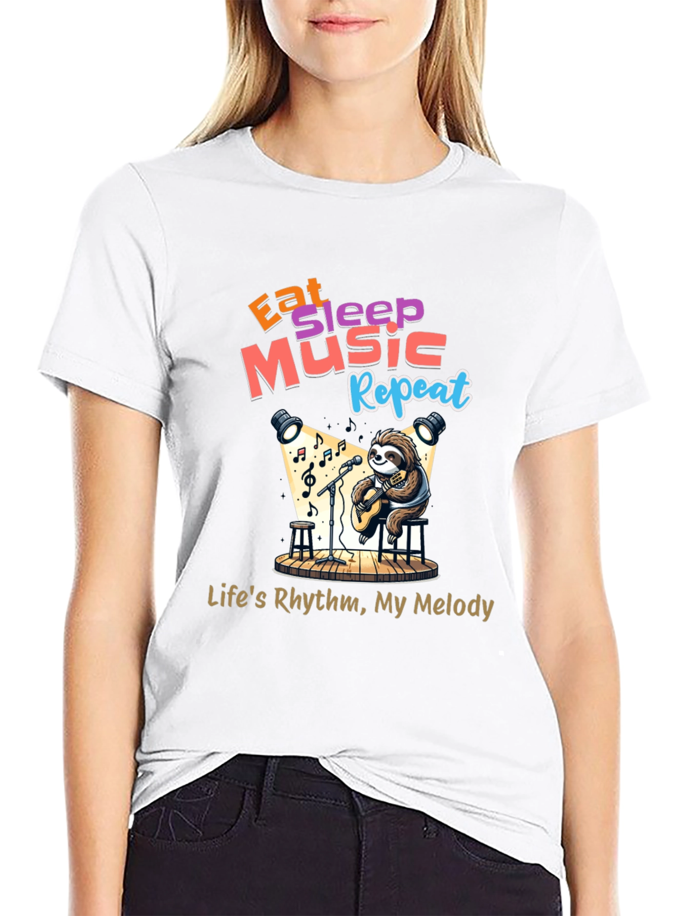 Eat Sleep Music Repeat Sloth T-Shirt