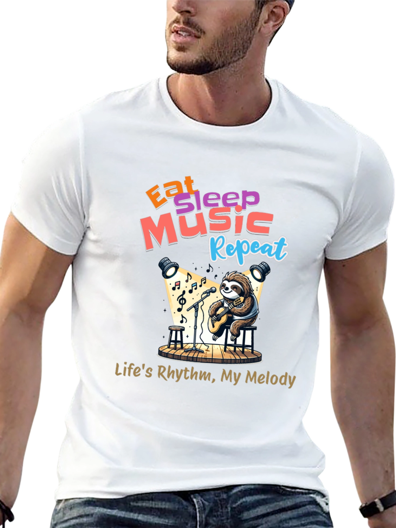 Eat Sleep Music Repeat Sloth T-Shirt