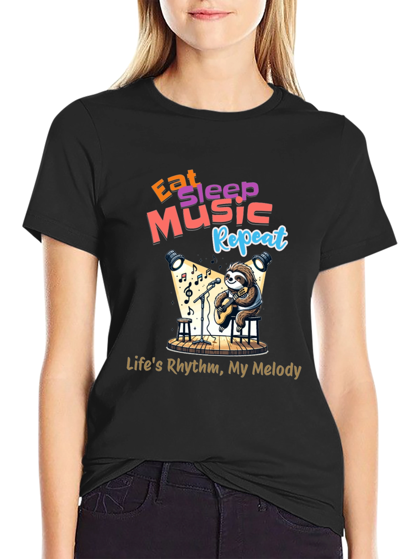 Eat Sleep Music Repeat Sloth T-Shirt