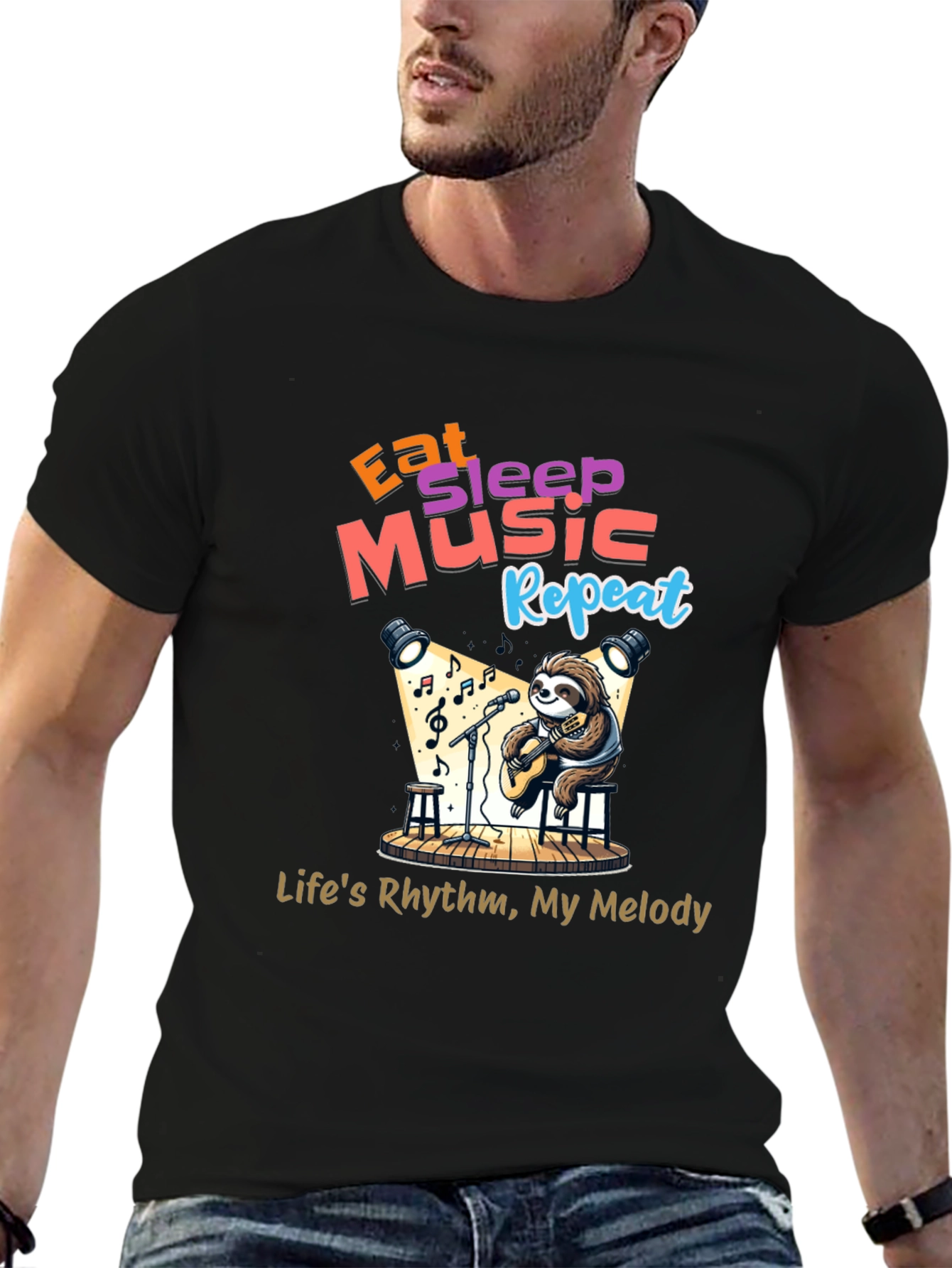 Eat Sleep Music Repeat Sloth T-Shirt