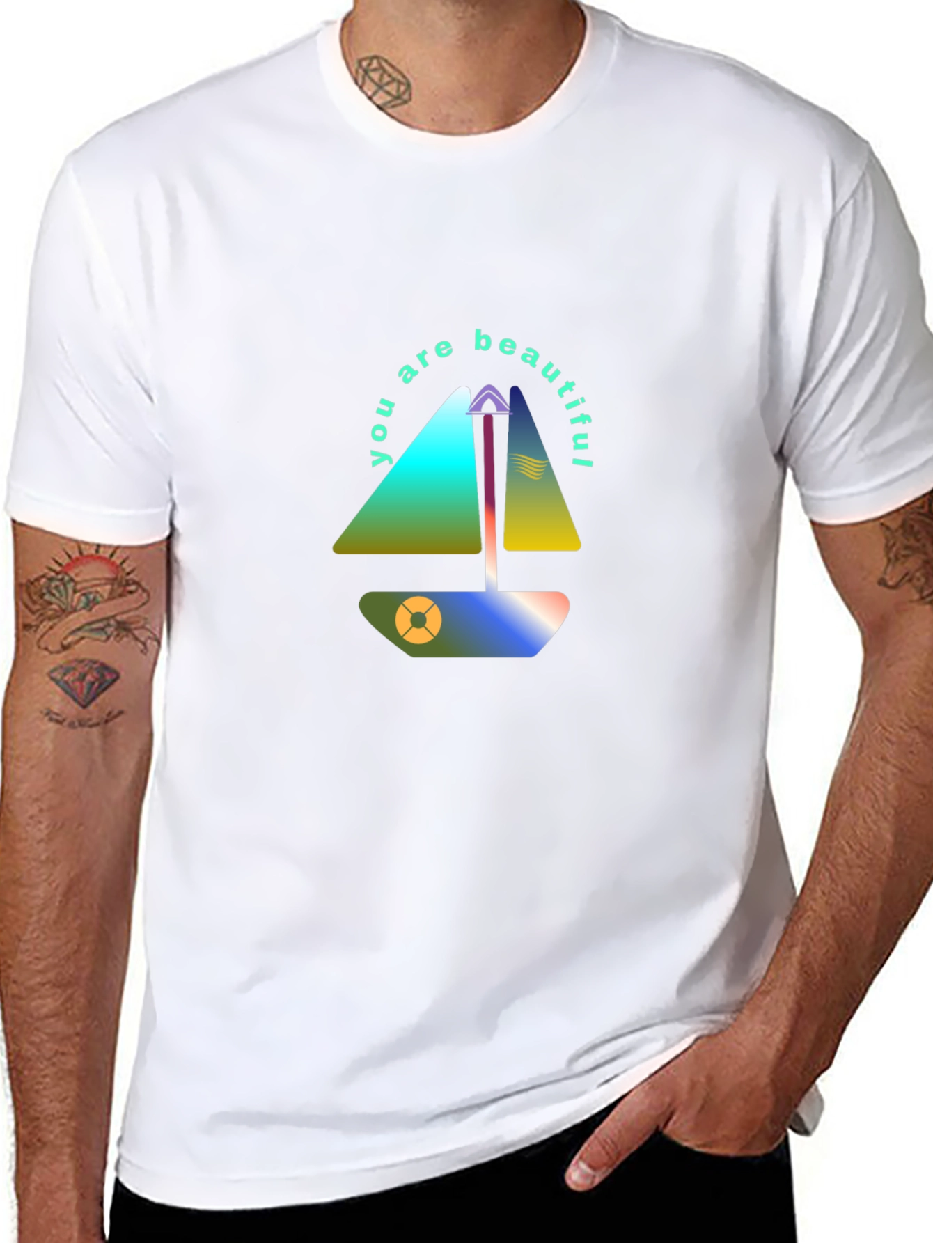 Modern Sailboat Graphic Tee - You Are Beautiful