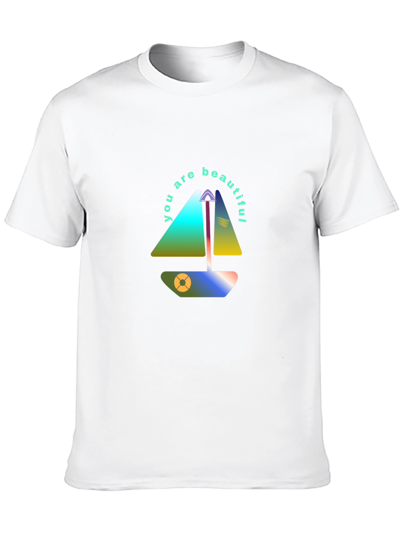 Modern Sailboat Graphic Tee - You Are Beautiful