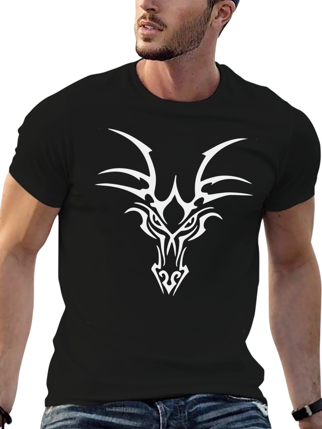 Dragon Graphic Tee - Black Cotton T-Shirt