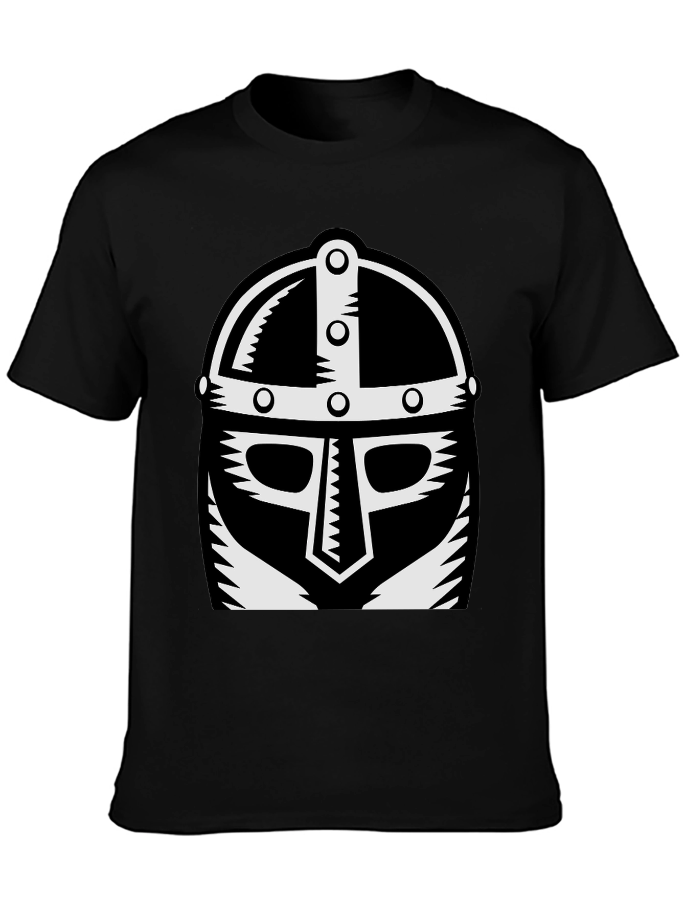 Viking Helmet Graphic Tee - Black Cotton T-Shirt