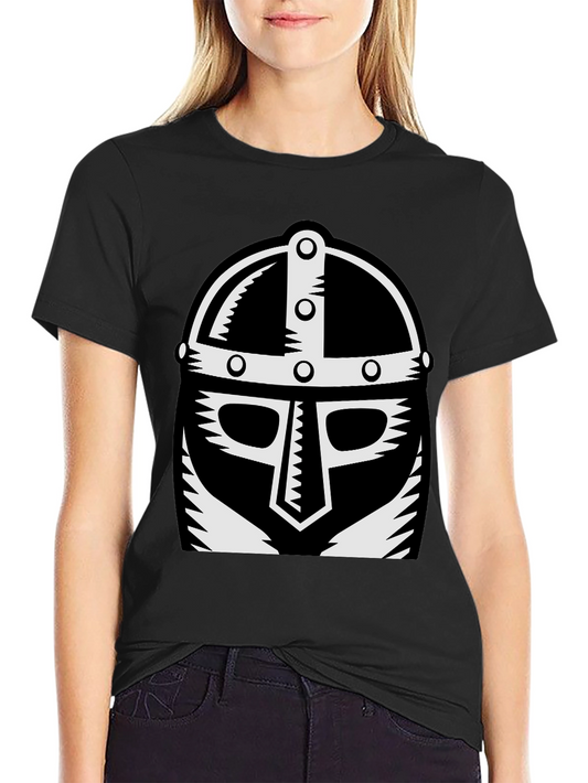 Viking Helmet Graphic Tee - Black Cotton T-Shirt
