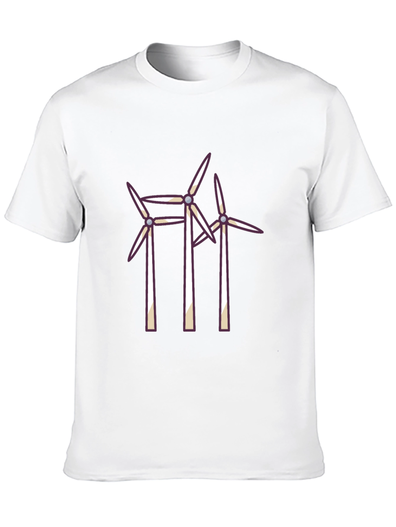 Wind Turbine Graphic Tee - Black Cotton T-Shirt