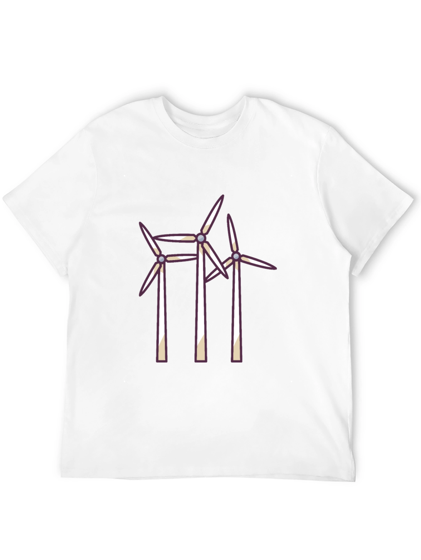 Wind Turbine Graphic Tee - Black Cotton T-Shirt