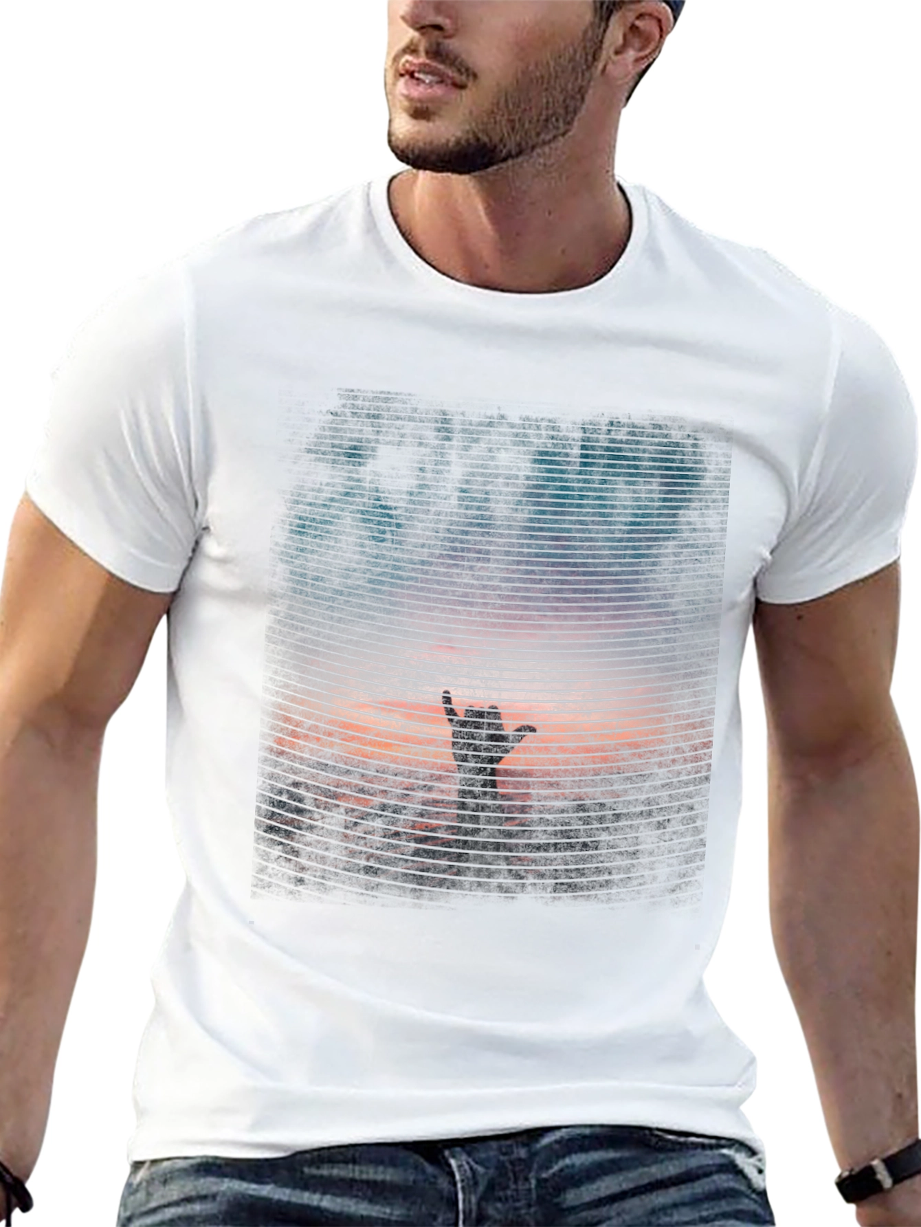 Sunset Hand T-Shirt - Black Graphic Tee