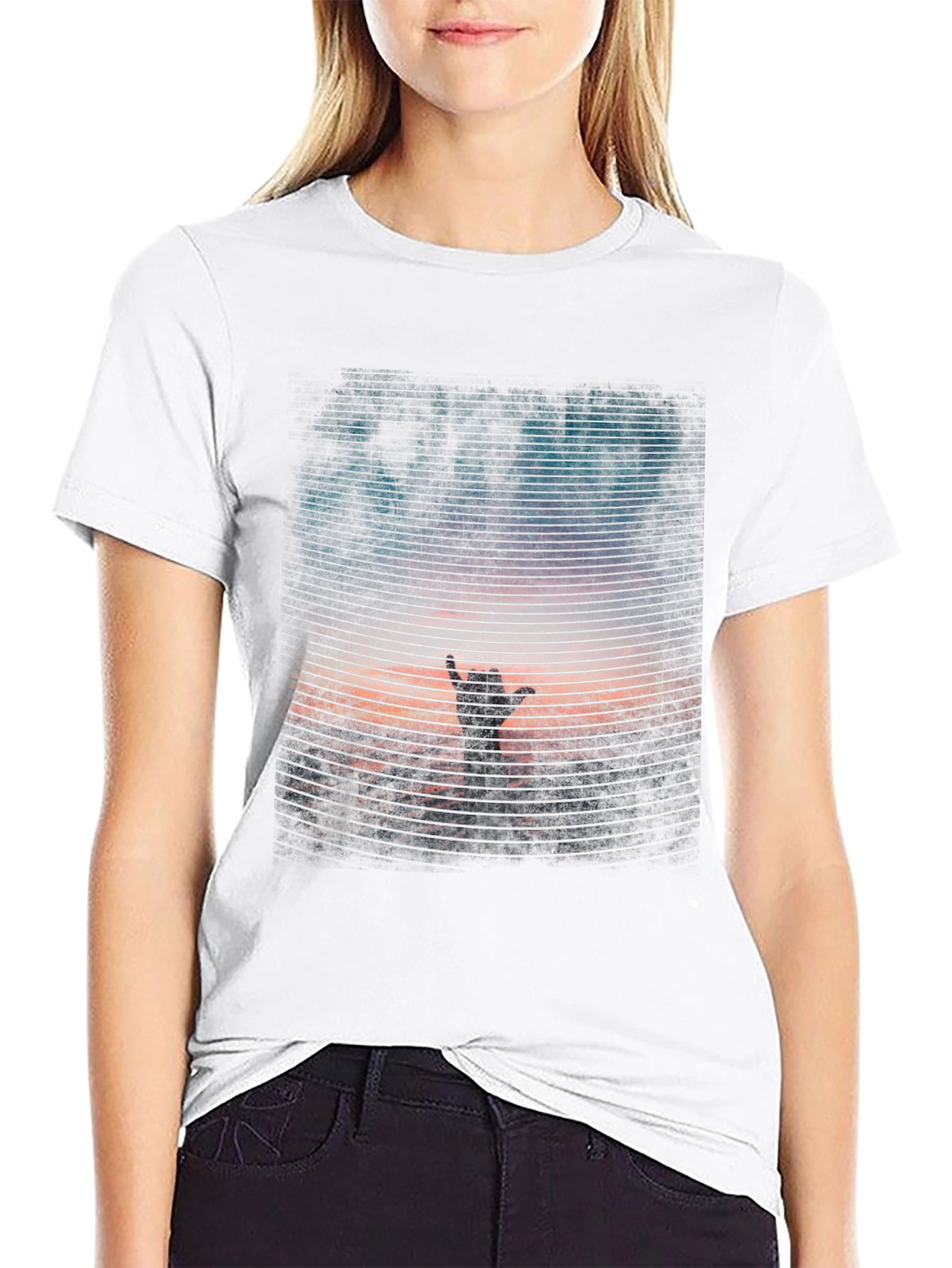 Sunset Hand T-Shirt - Black Graphic Tee