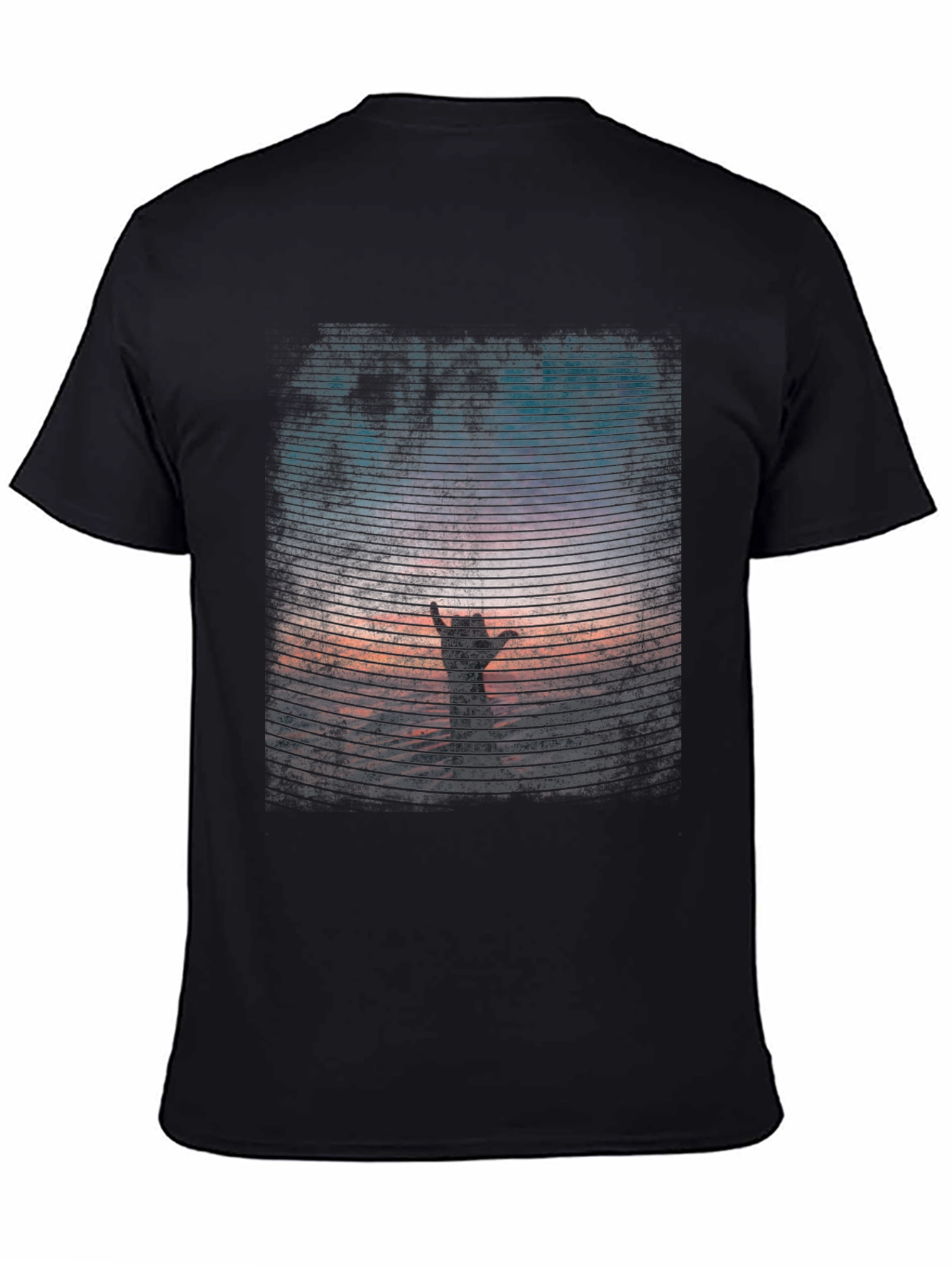 Sunset Hand T-Shirt - Black Graphic Tee