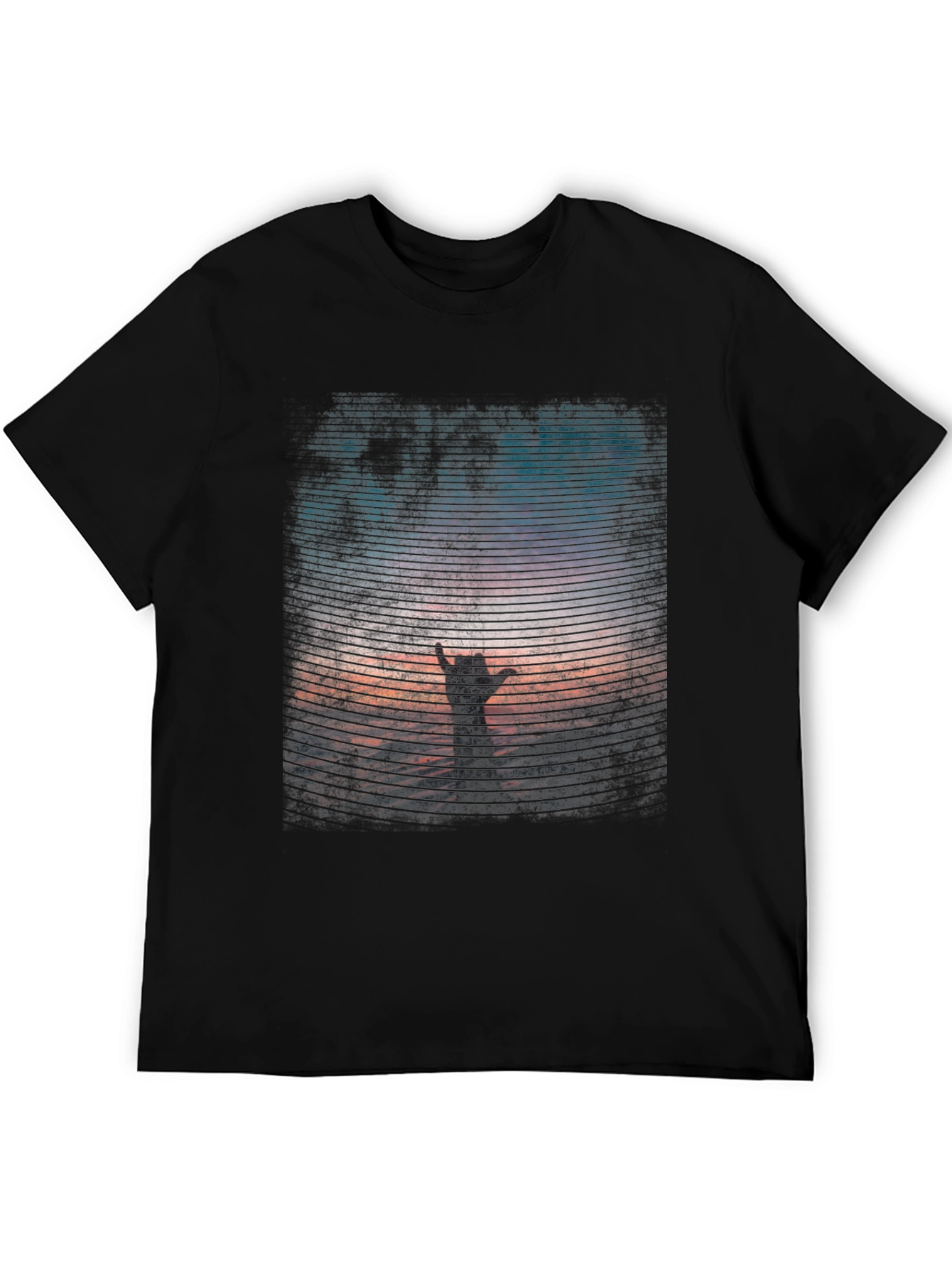 Sunset Hand T-Shirt - Black Graphic Tee