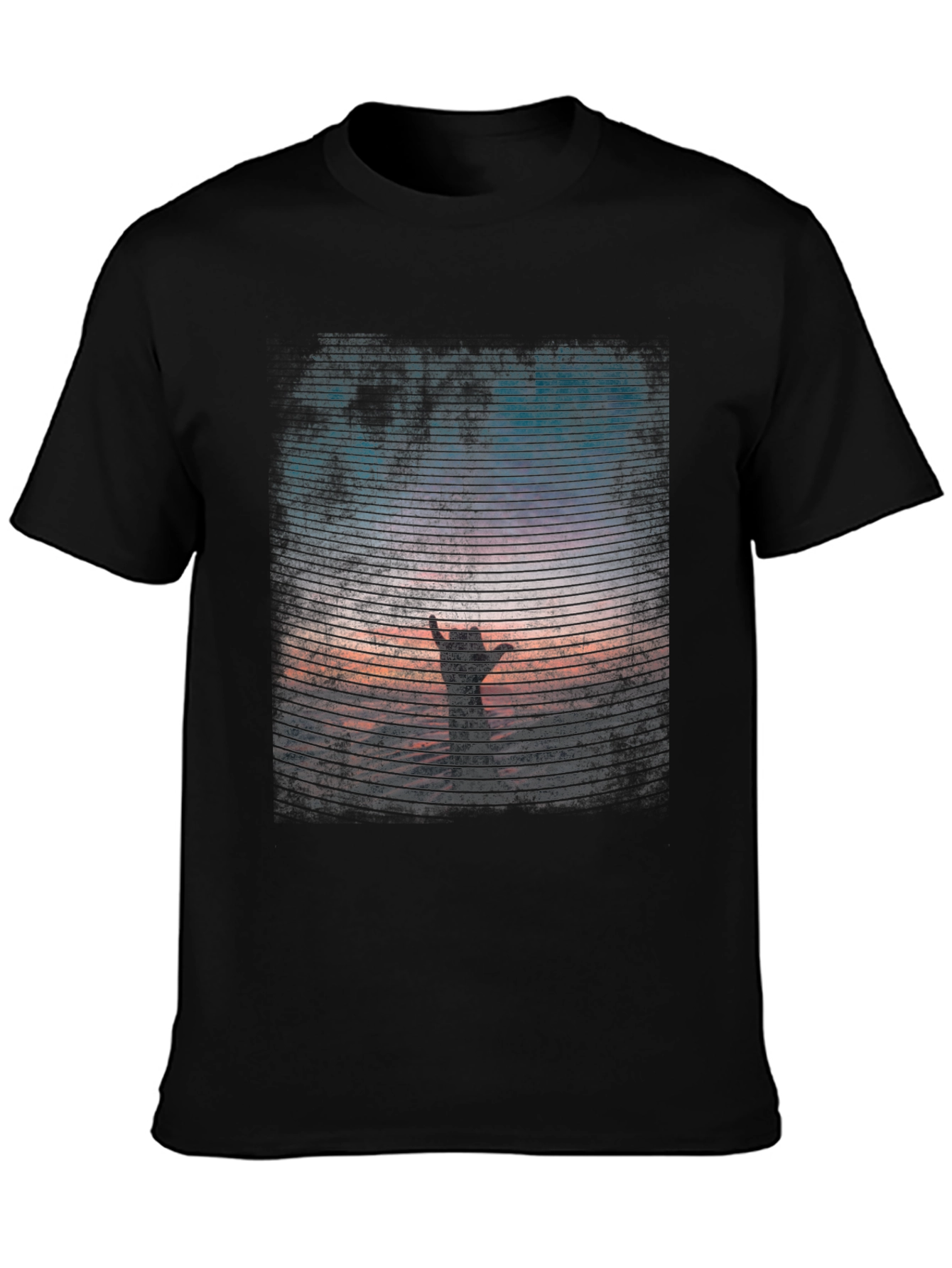 Sunset Hand T-Shirt - Black Graphic Tee