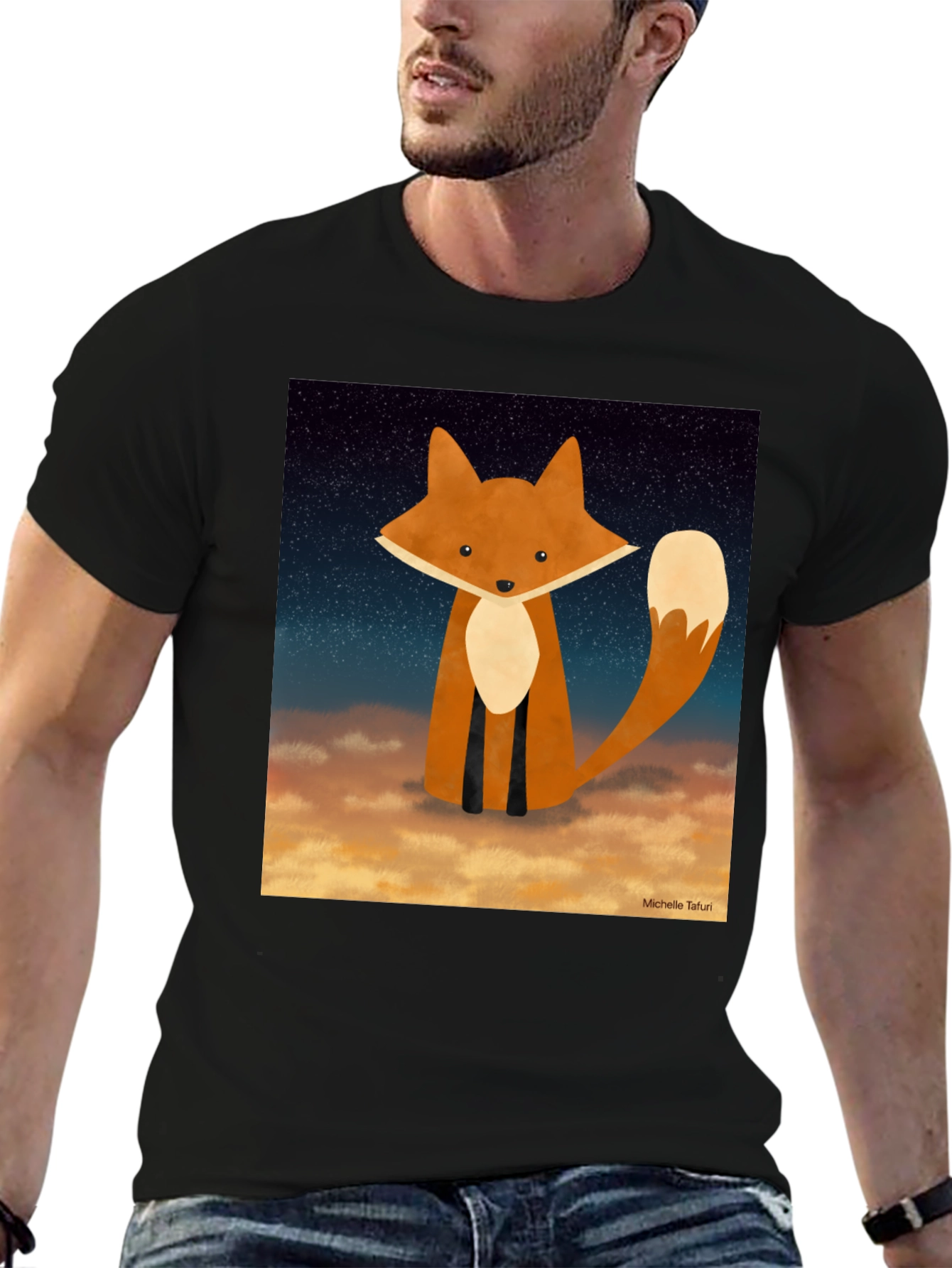 Fox Graphic Print Black T-Shirt