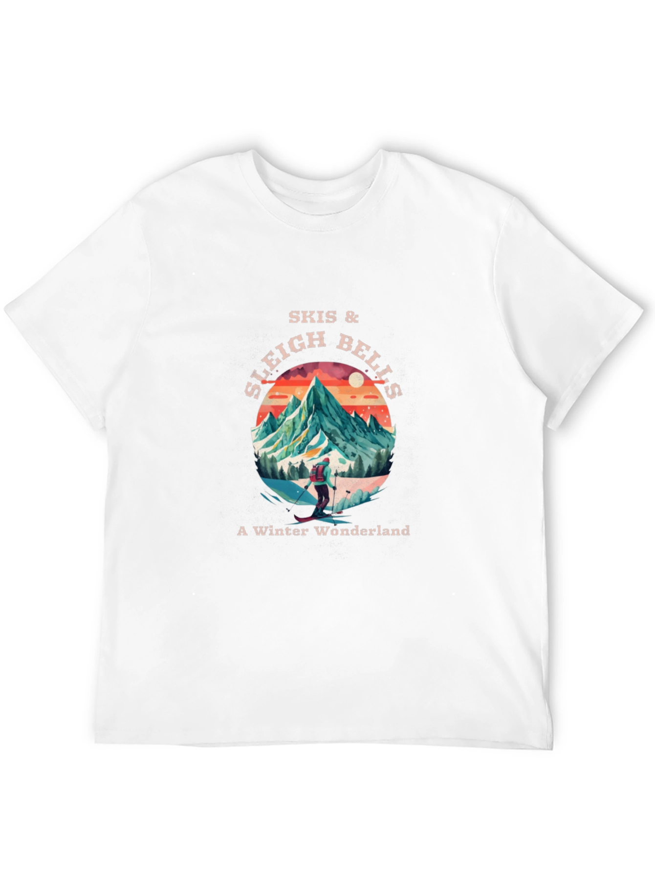 Skis & Sleigh Bells Winter Wonderland Black T-Shirt