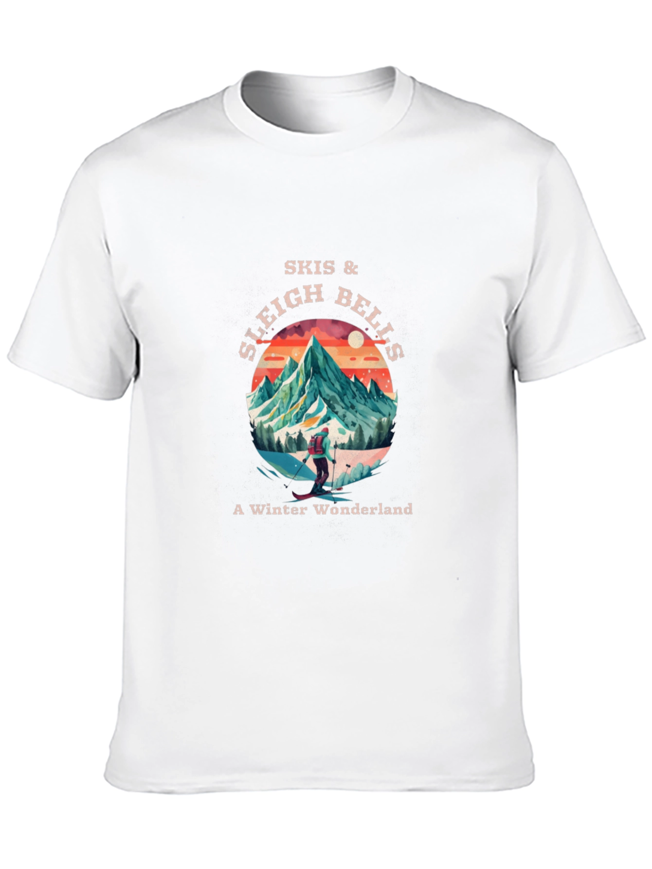 Skis & Sleigh Bells Winter Wonderland Black T-Shirt