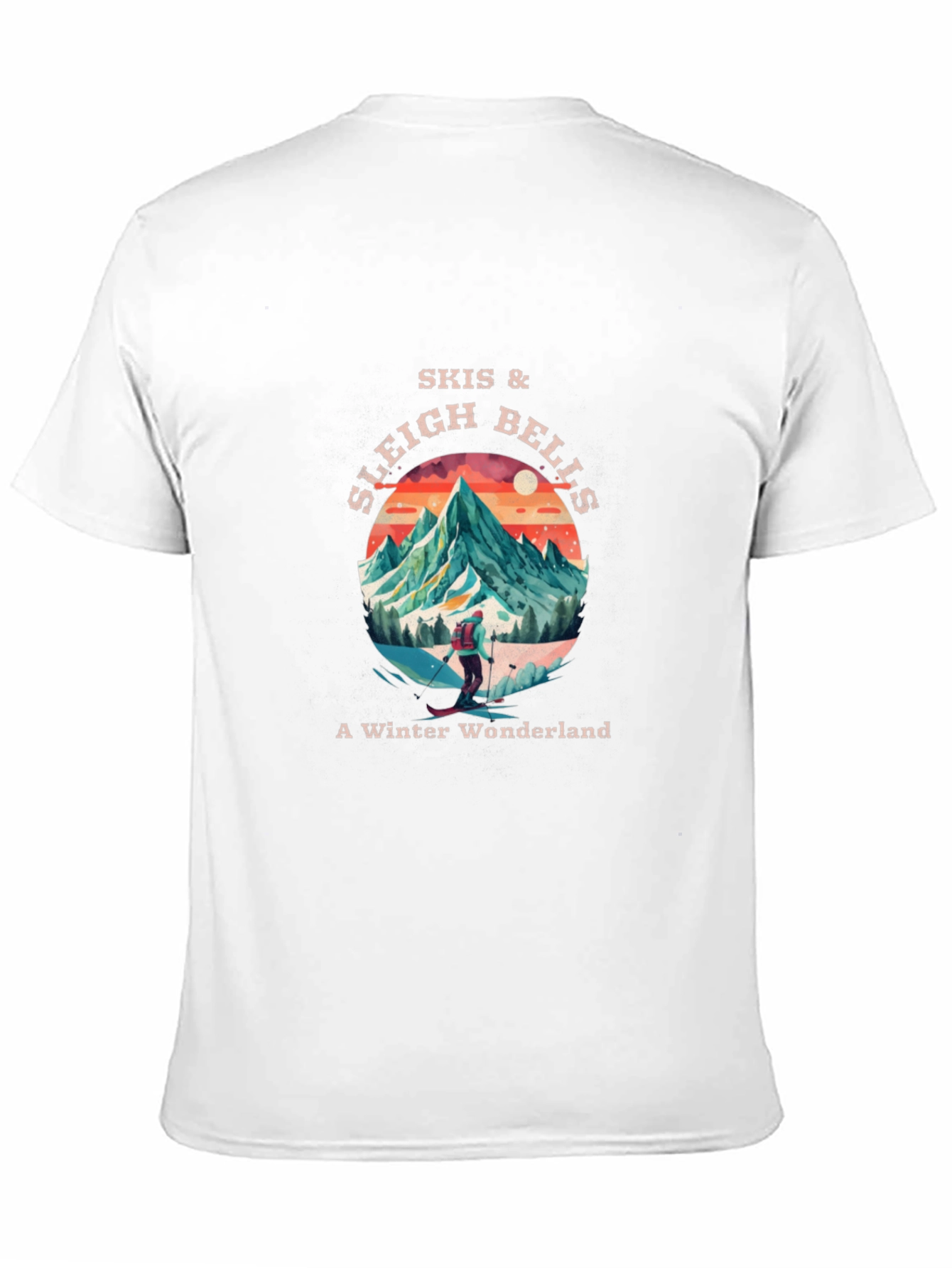 Skis & Sleigh Bells Winter Wonderland Black T-Shirt