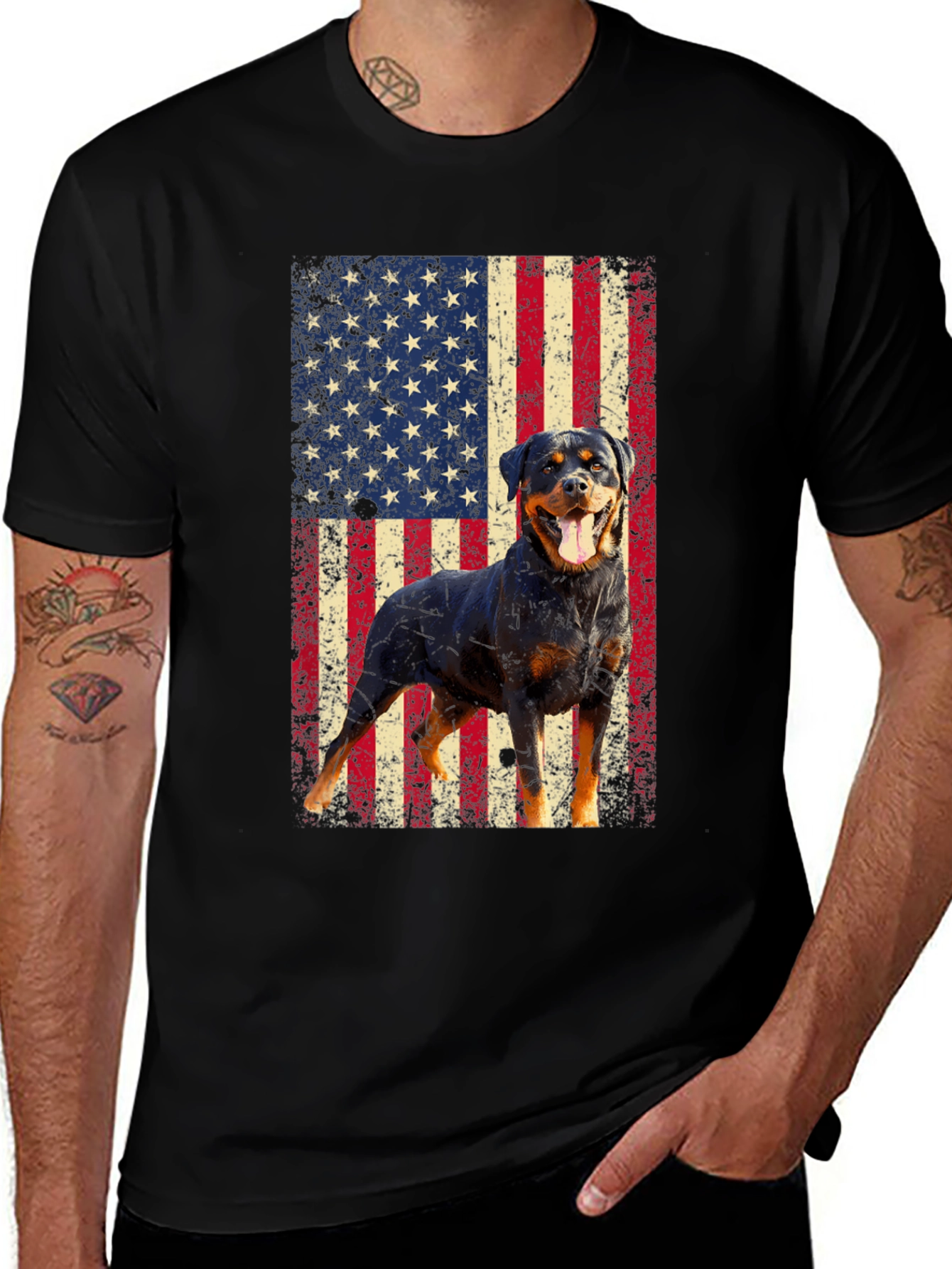 Rottweiler American Flag T-Shirt
