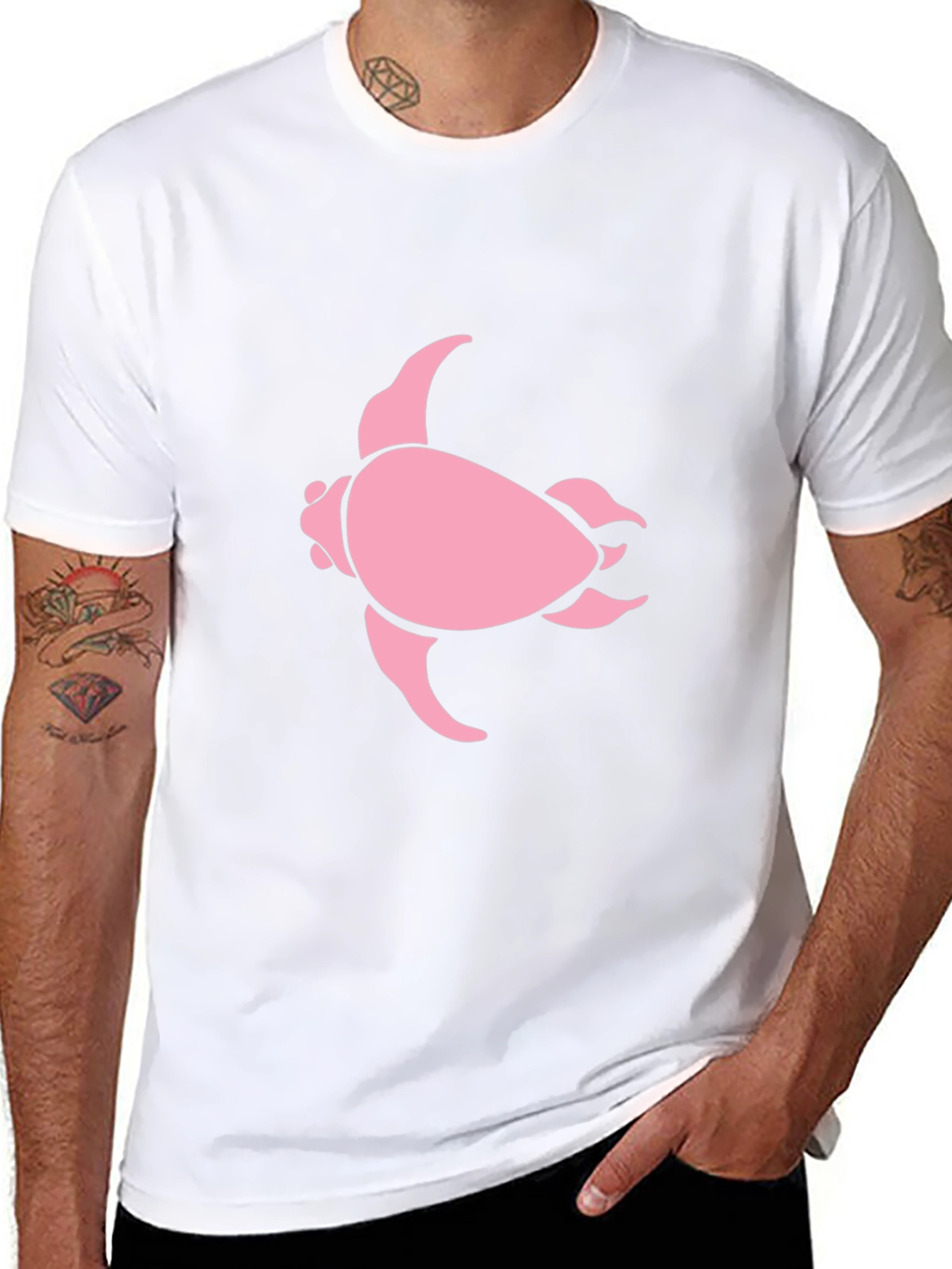 Pink Turtle Graphic Black T-Shirt