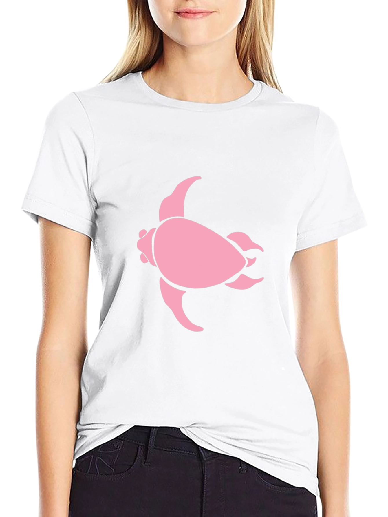 Pink Turtle Graphic Black T-Shirt