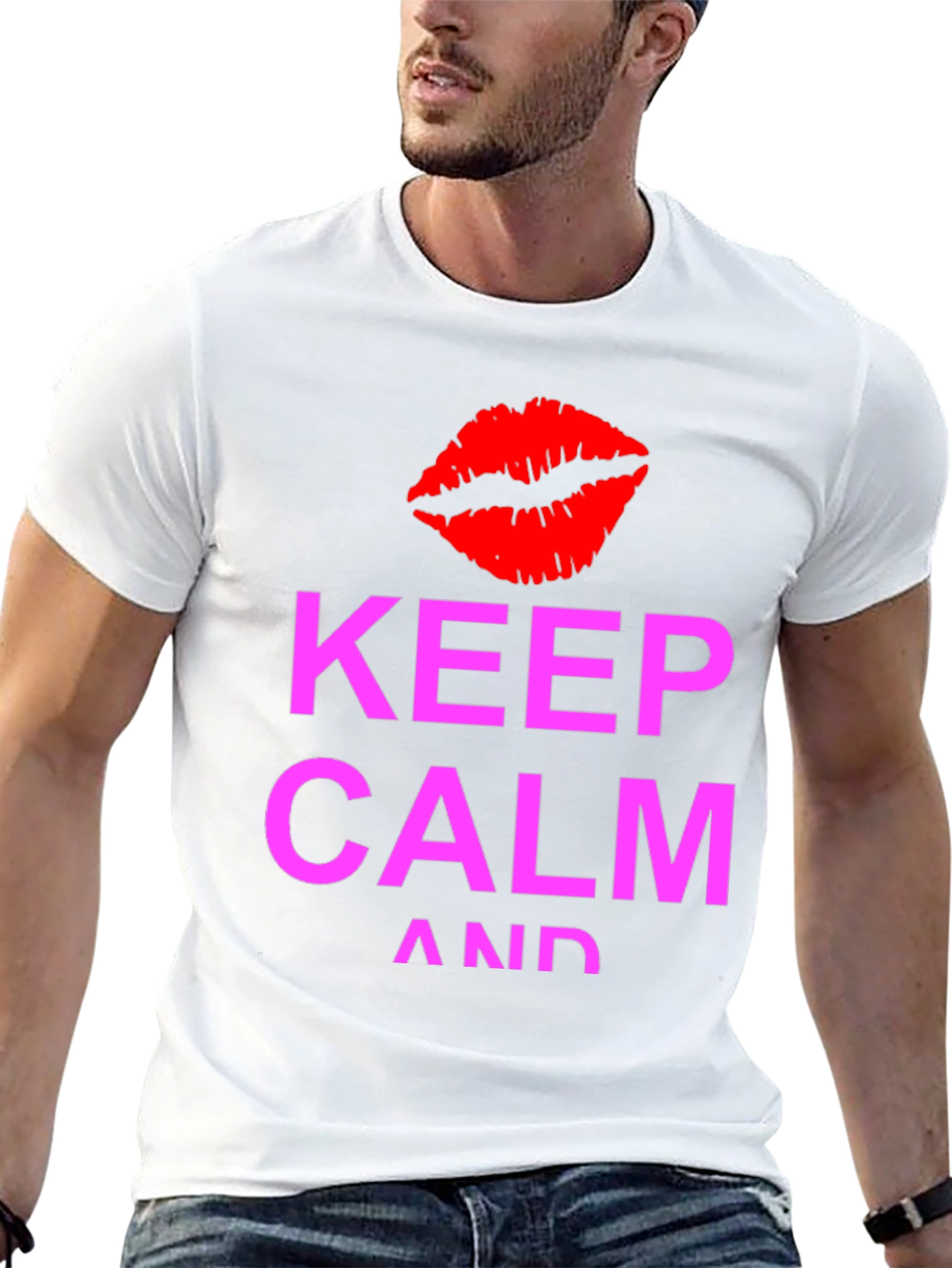 Keep Calm Kiss Graphic Tee - Black Casual T-Shirt