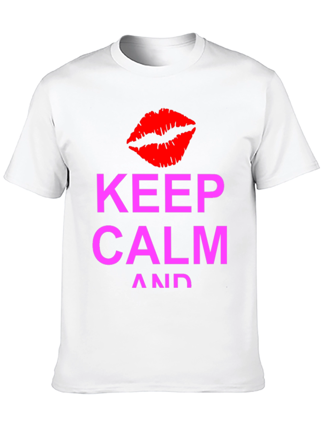 Keep Calm Kiss Graphic Tee - Black Casual T-Shirt