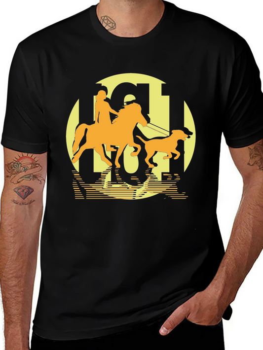 Horse & Hound Graphic Tee - Western Style Black T-Shirt
