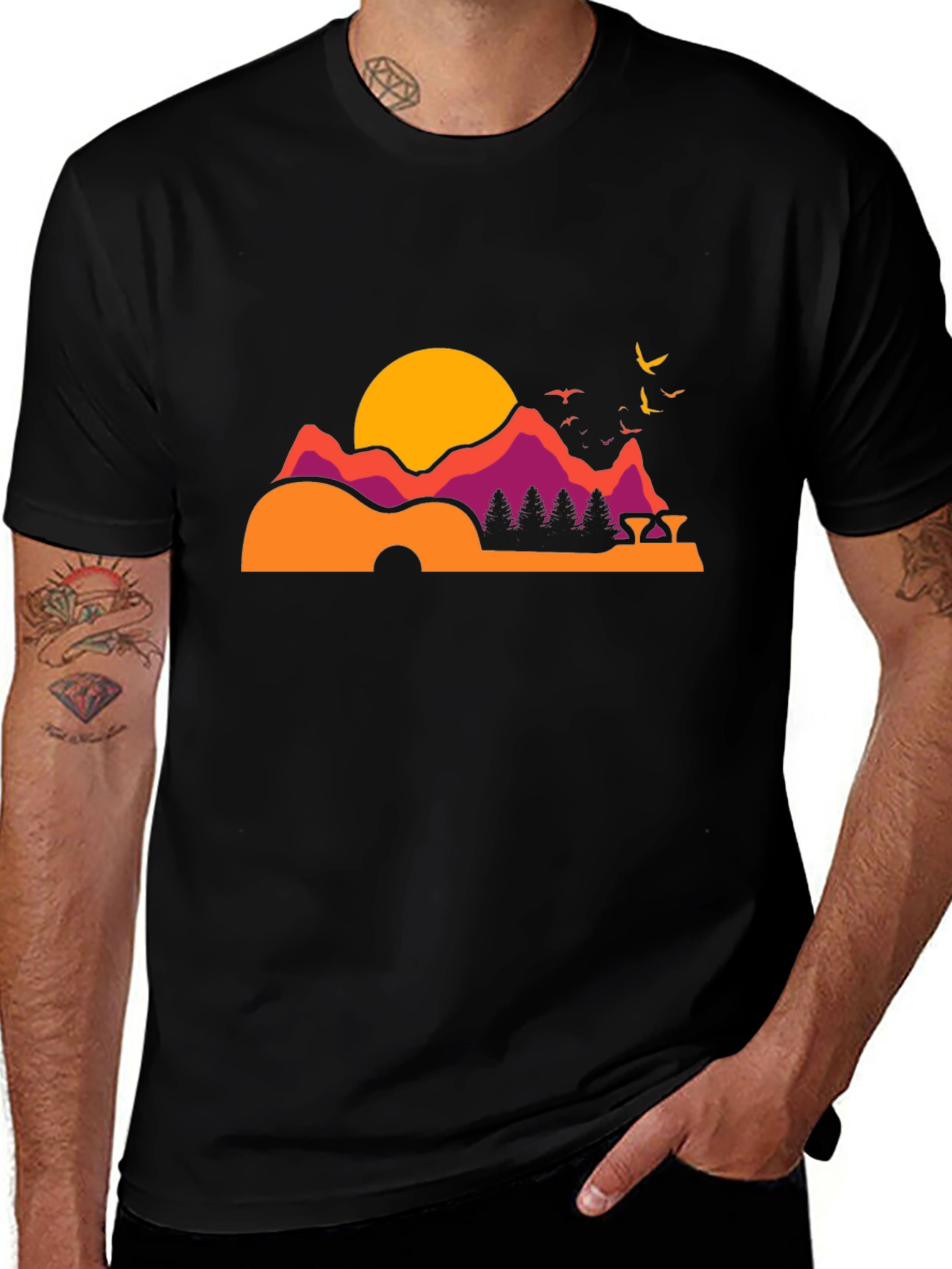 Sunset Guitar Graphic Tee - Relaxed Fit
