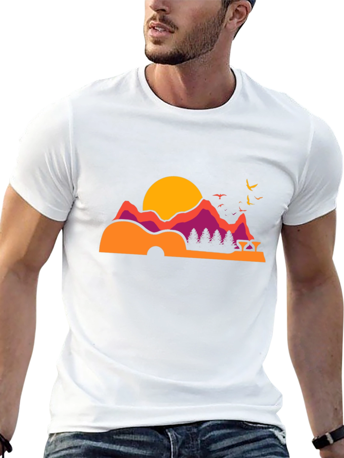 Sunset Guitar Graphic Tee - Relaxed Fit