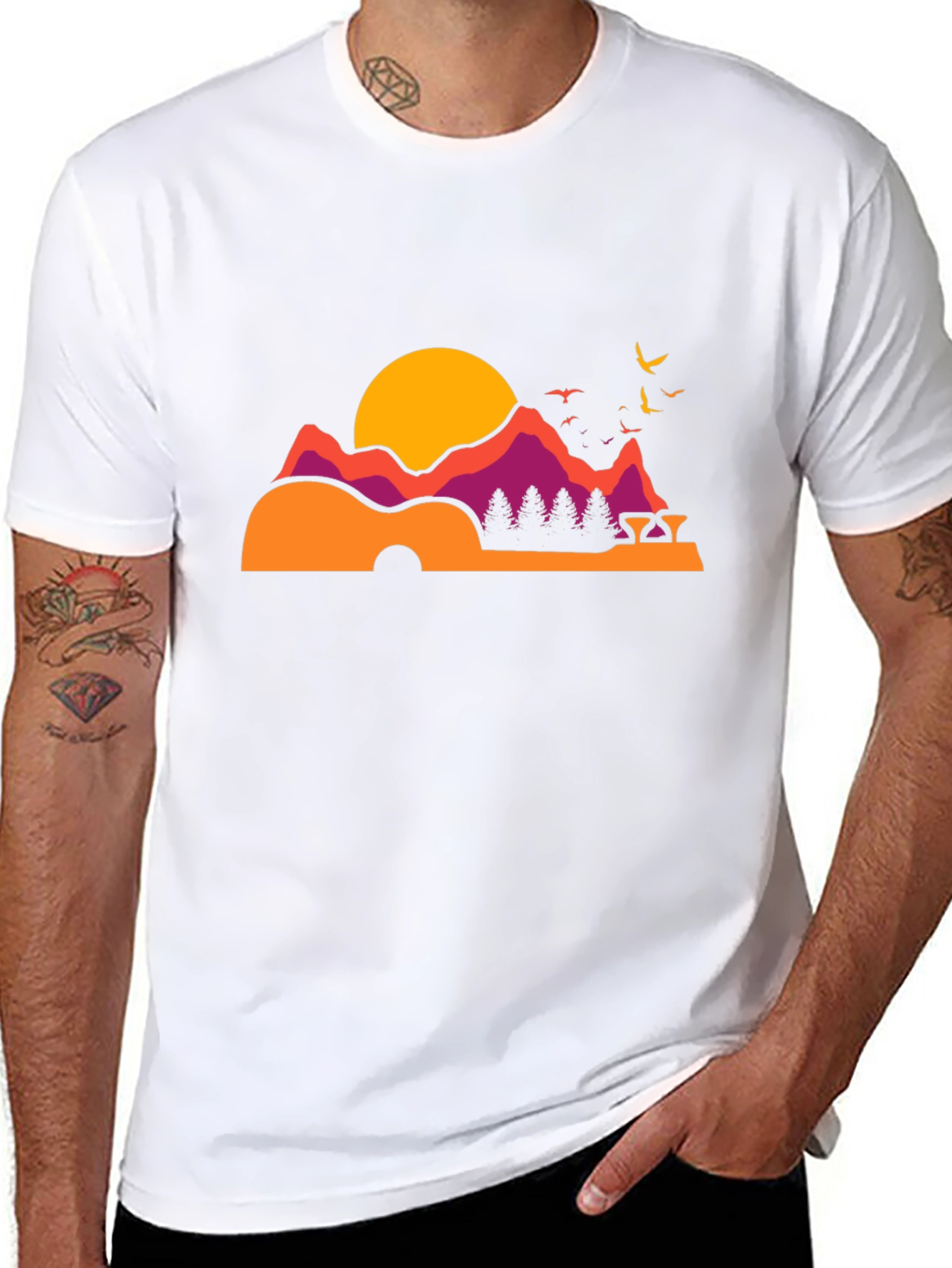 Sunset Guitar Graphic Tee - Relaxed Fit