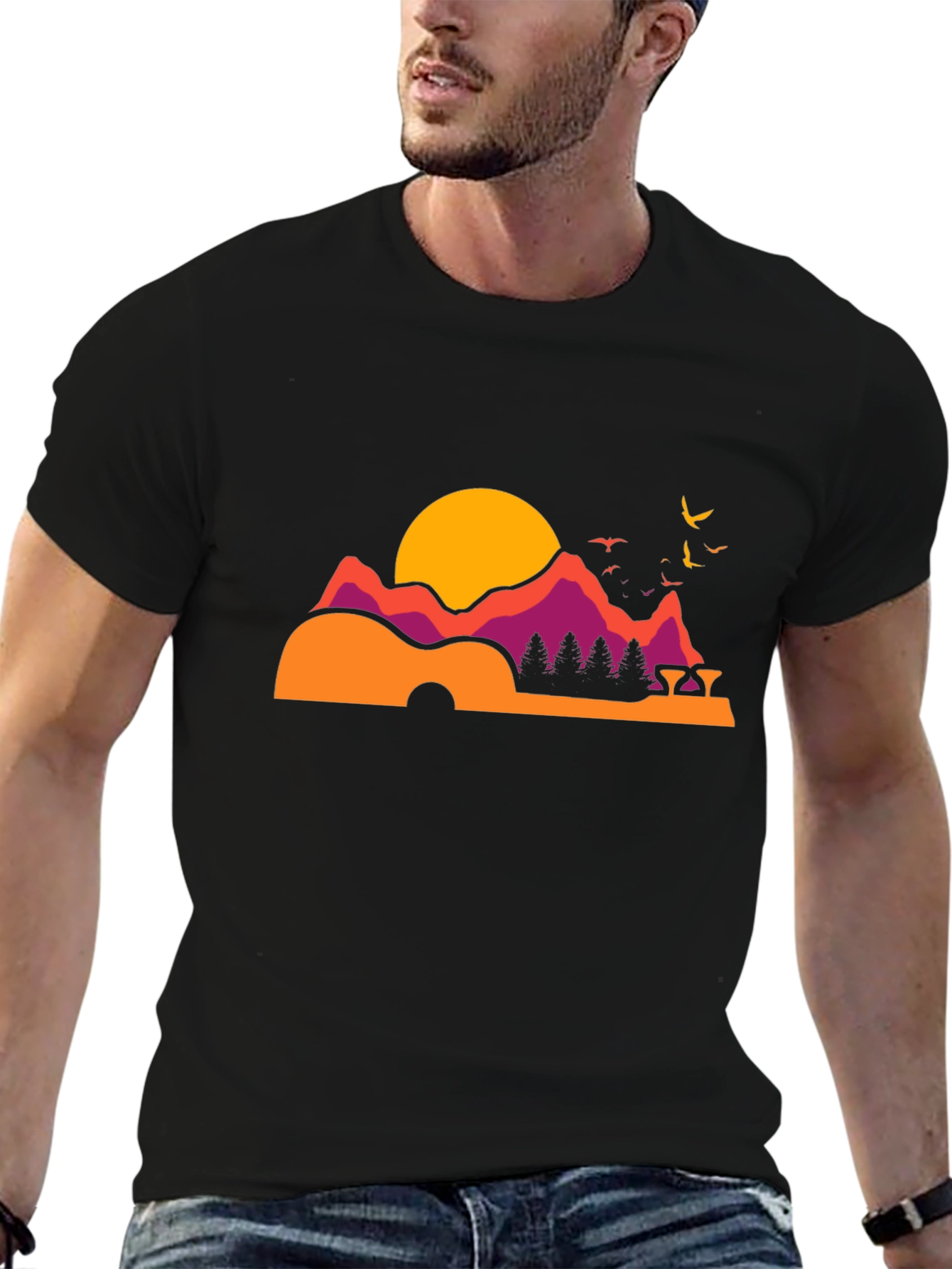 Sunset Guitar Graphic Tee - Relaxed Fit