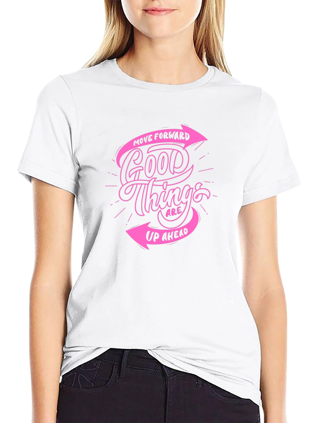 Black T-Shirt with Pink Inspirational Graphic