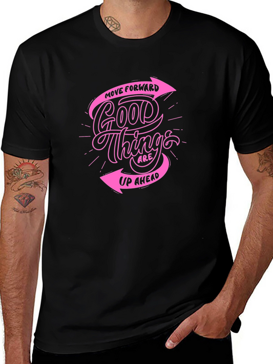 Black T-Shirt with Pink Inspirational Graphic