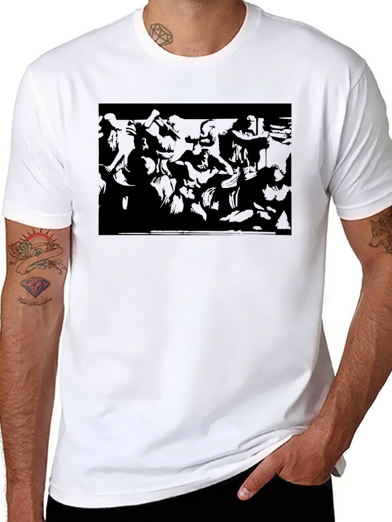 Mens Black Graphic Print T-Shirt