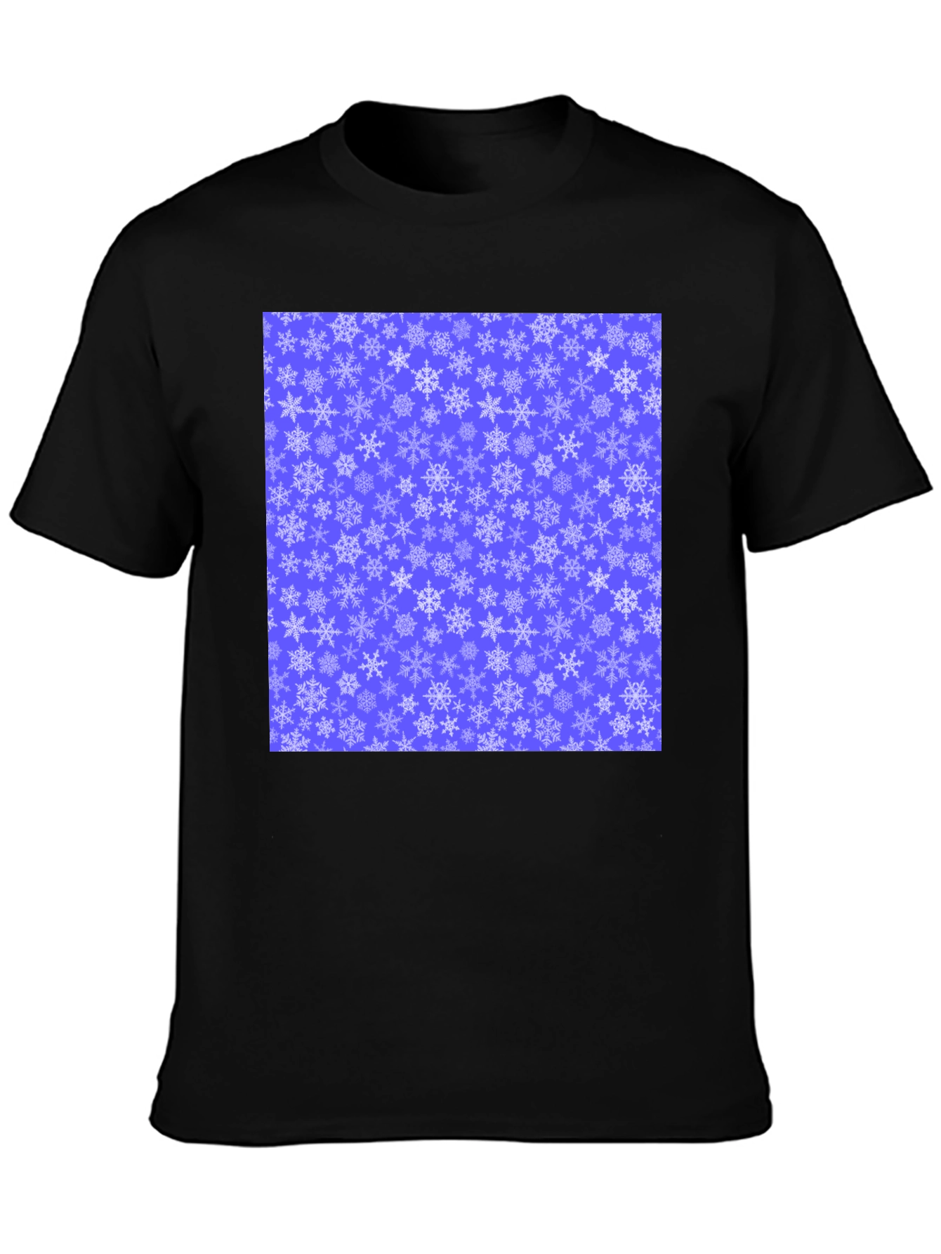 Snowflake Pattern Black T-Shirt