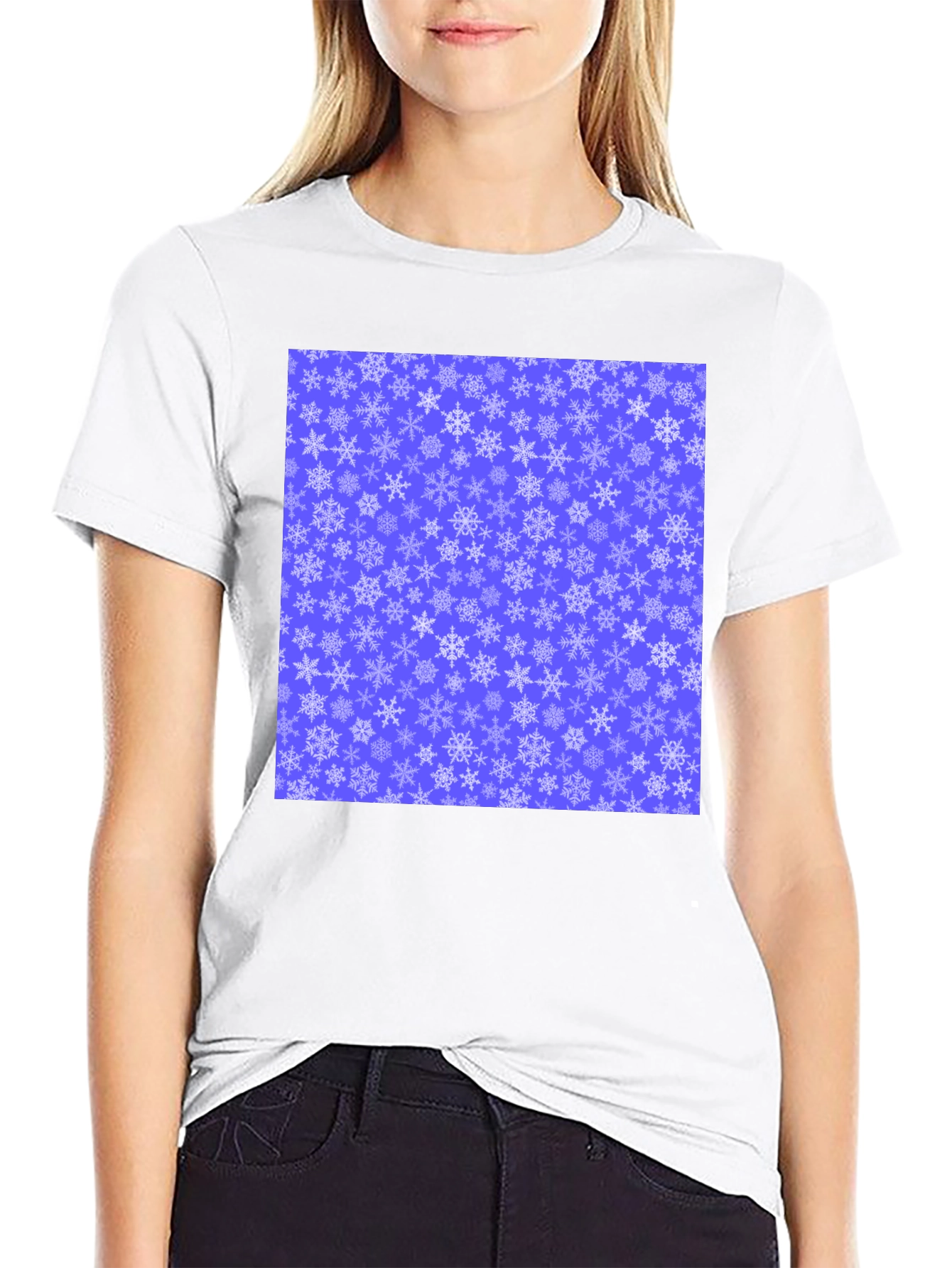 Snowflake Pattern Black T-Shirt