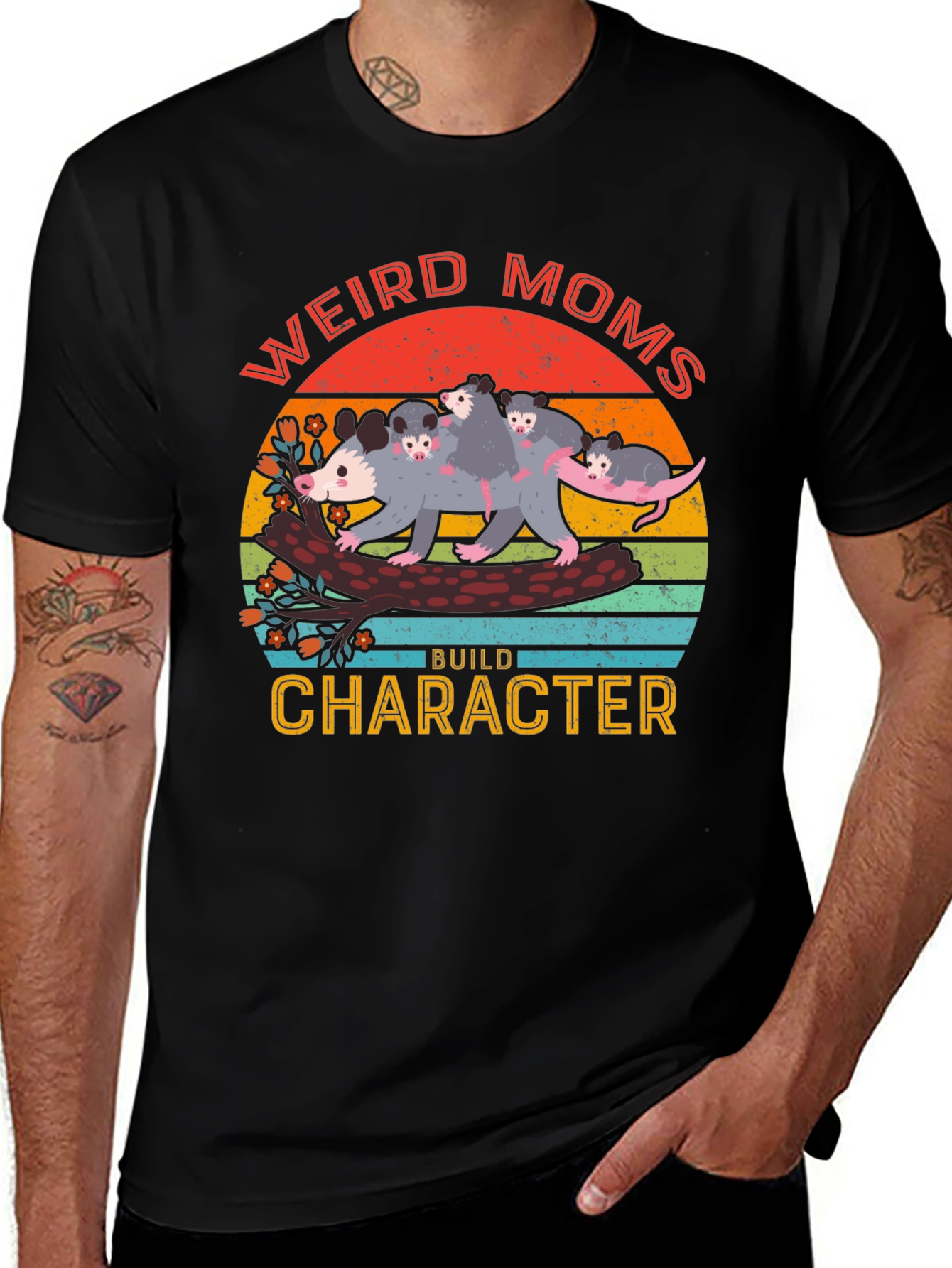 Weird Moms Build Character Opossum Graphic Tee