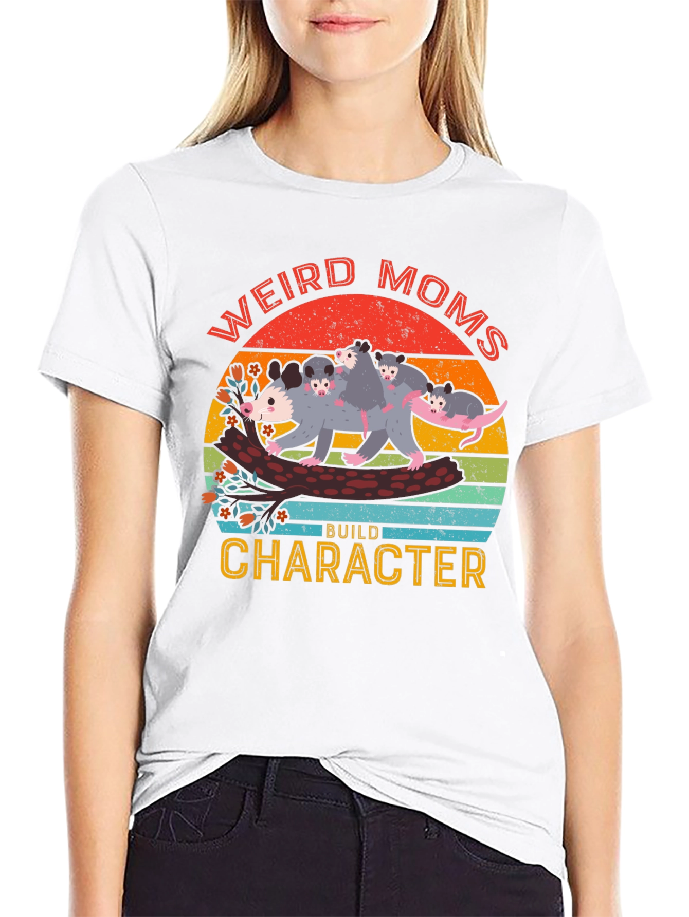 Weird Moms Build Character Opossum Graphic Tee