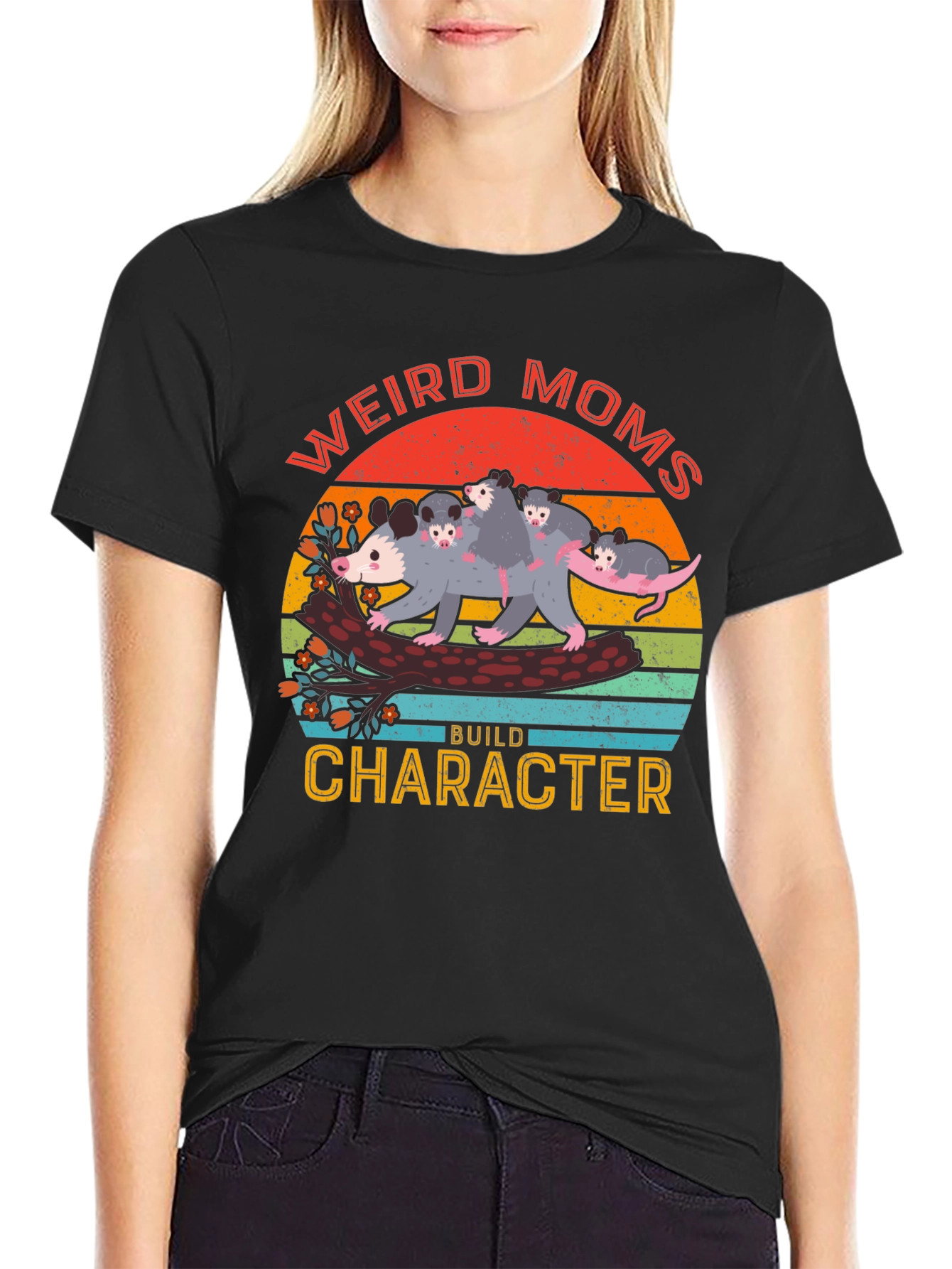 Weird Moms Build Character Opossum Graphic Tee