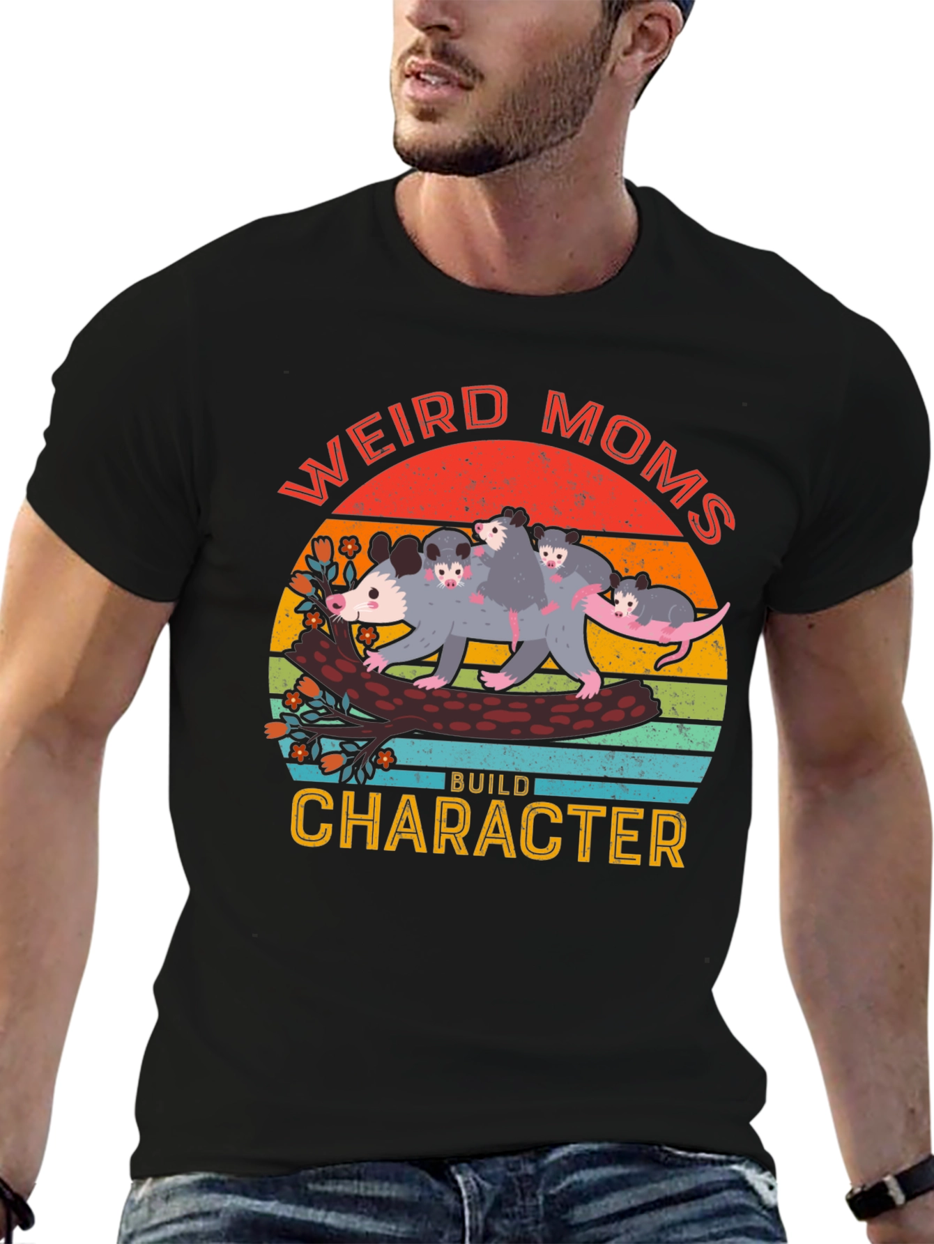 Weird Moms Build Character Opossum Graphic Tee